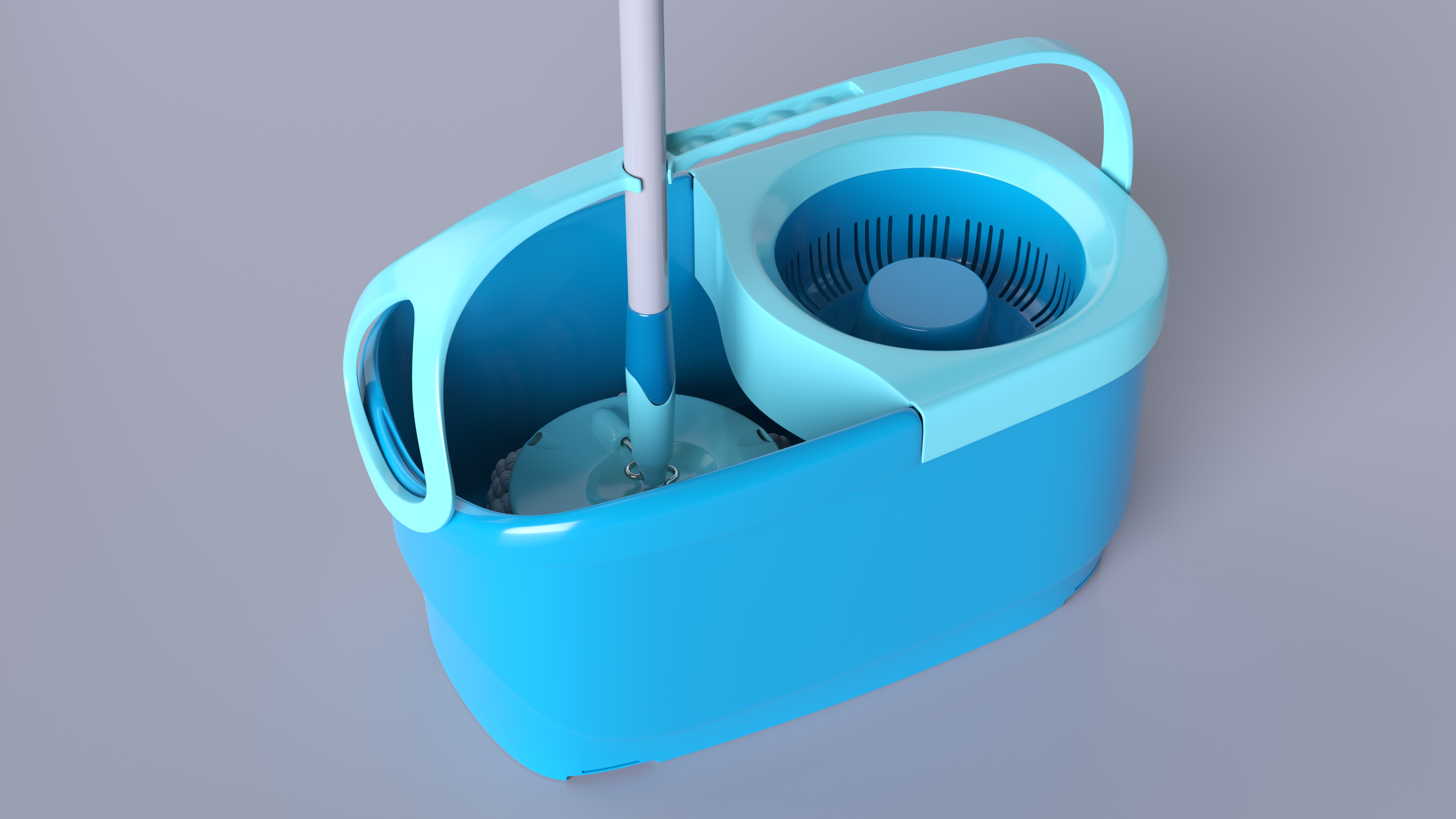 Bucket with Power Spin Wringer and Twist Mop Turquoise 3D model