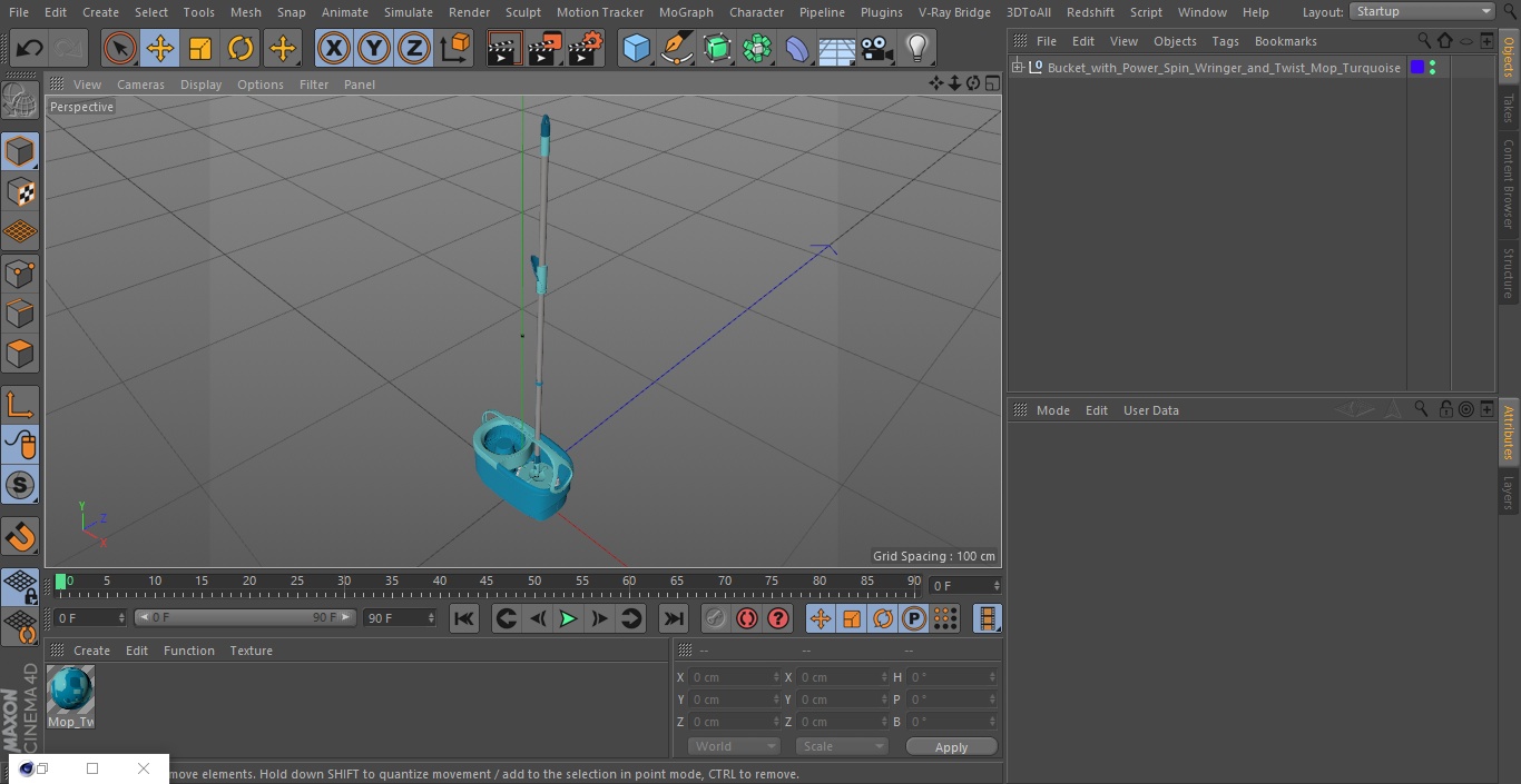 Bucket with Power Spin Wringer and Twist Mop Turquoise 3D model