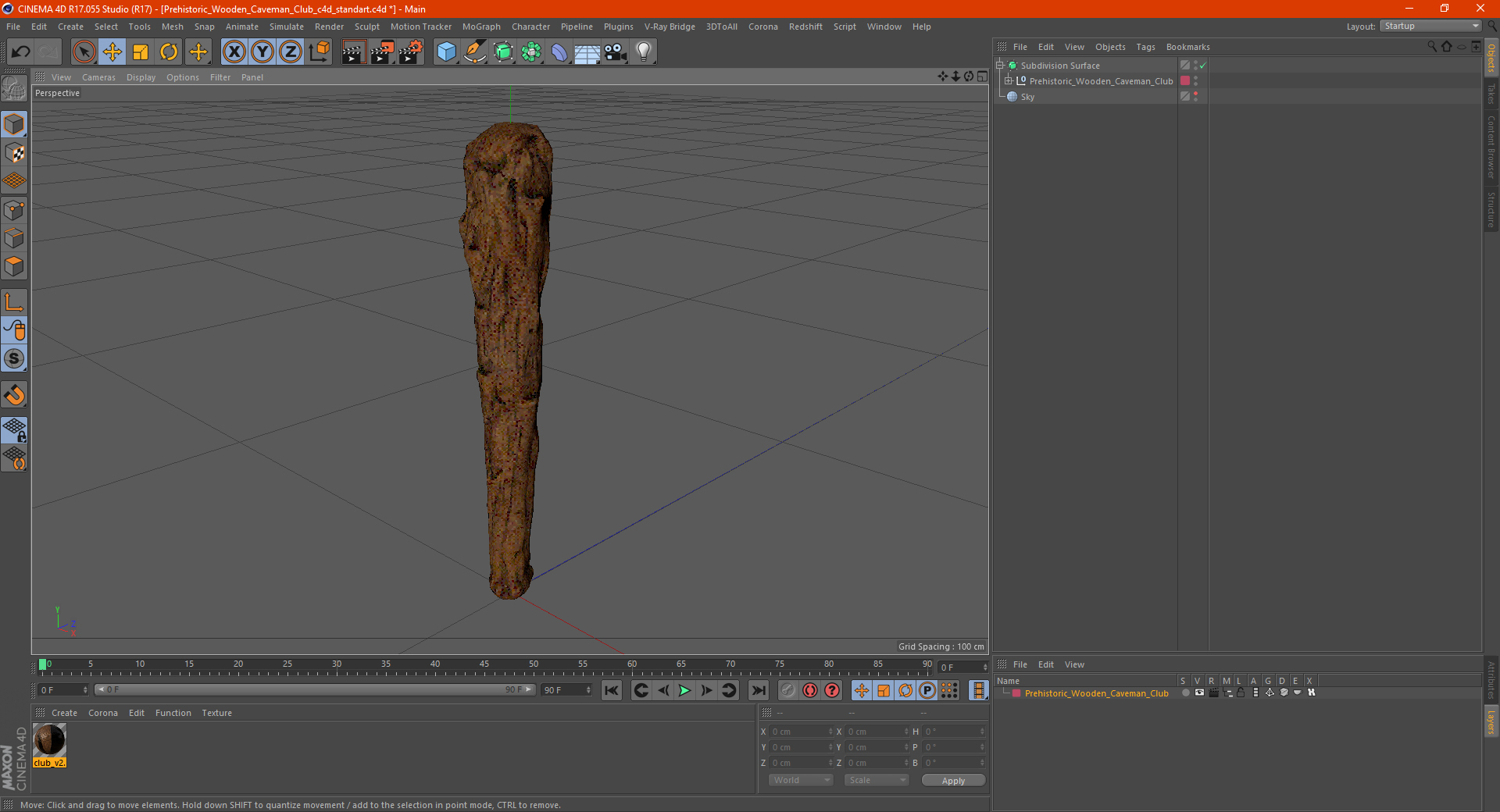 3D Prehistoric Wooden Caveman Club