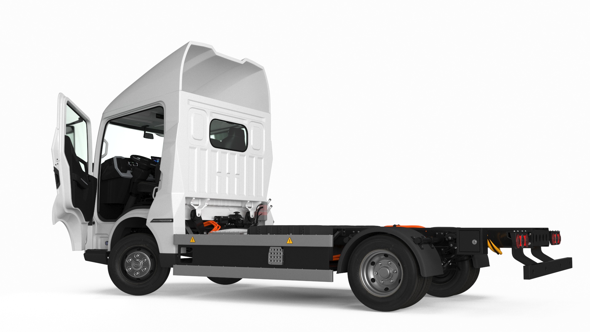 Electric Truck BYD ETM6 Chassis White Rigged 3D model