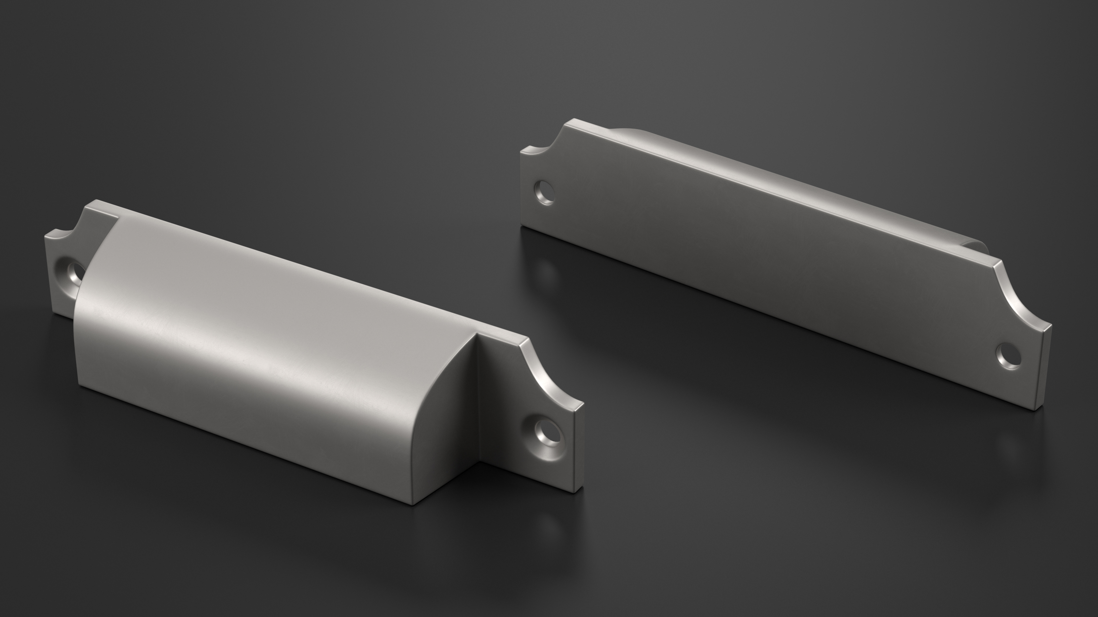 3D Kitchen Cabinet Handle Bin Pull Silver model
