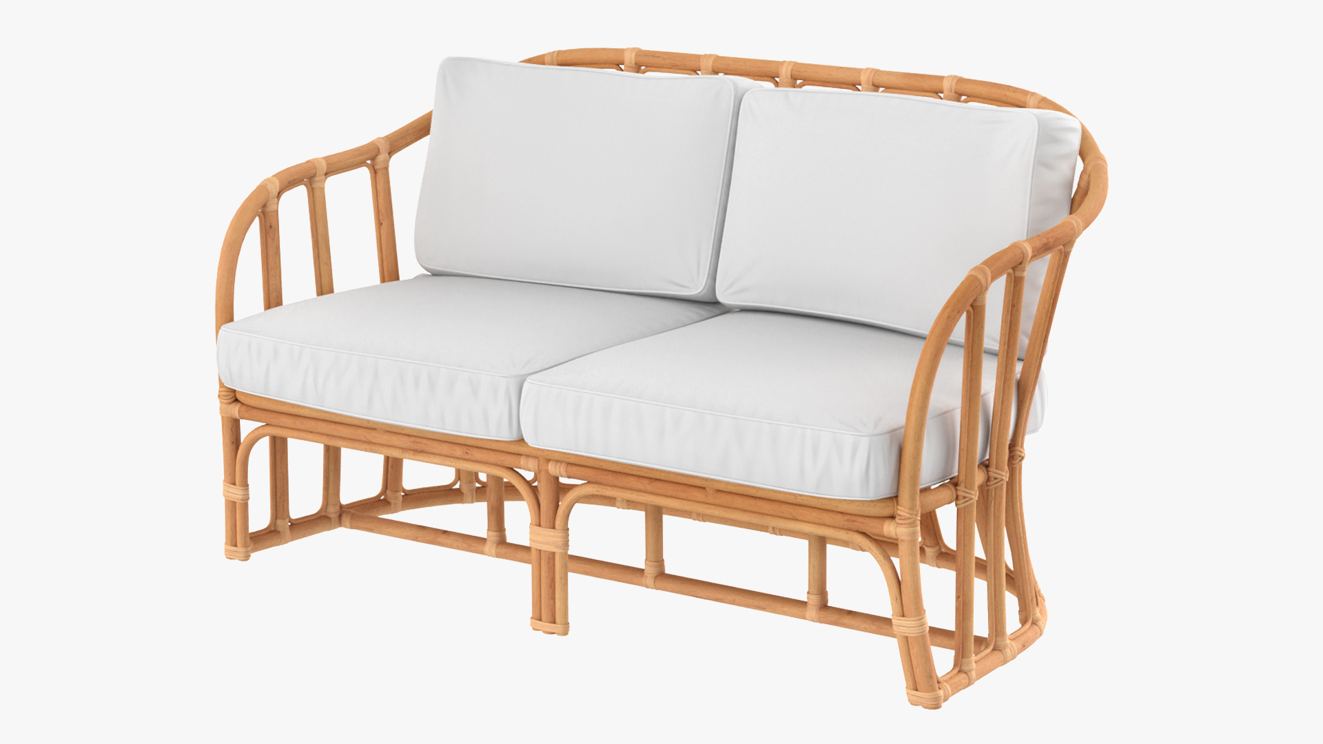 3D Vintage Rattan Sofa with Cushions model