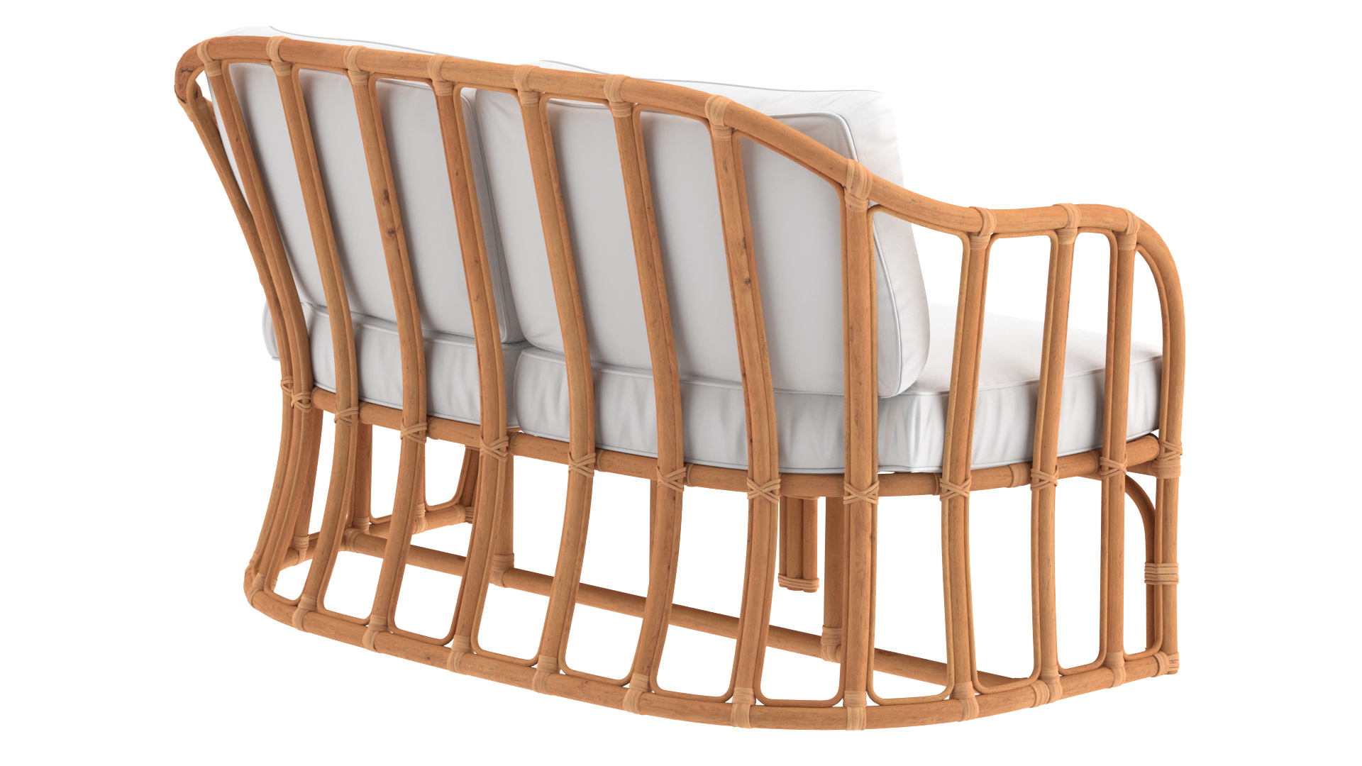 3D Vintage Rattan Sofa with Cushions model