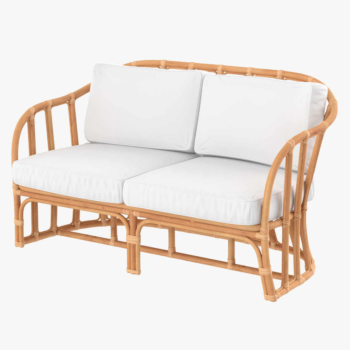 3D Vintage Rattan Sofa with Cushions model