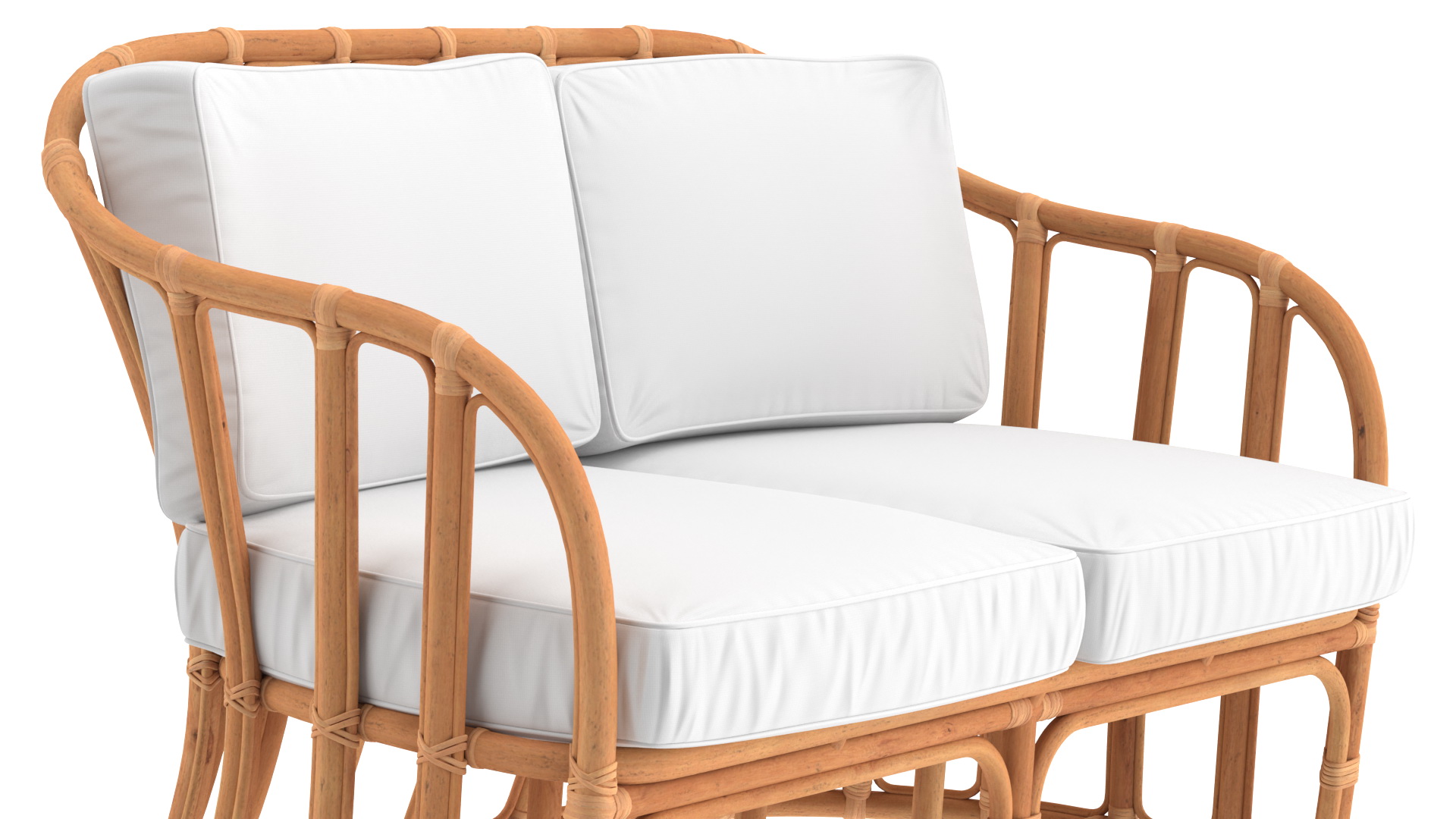 3D Vintage Rattan Sofa with Cushions model