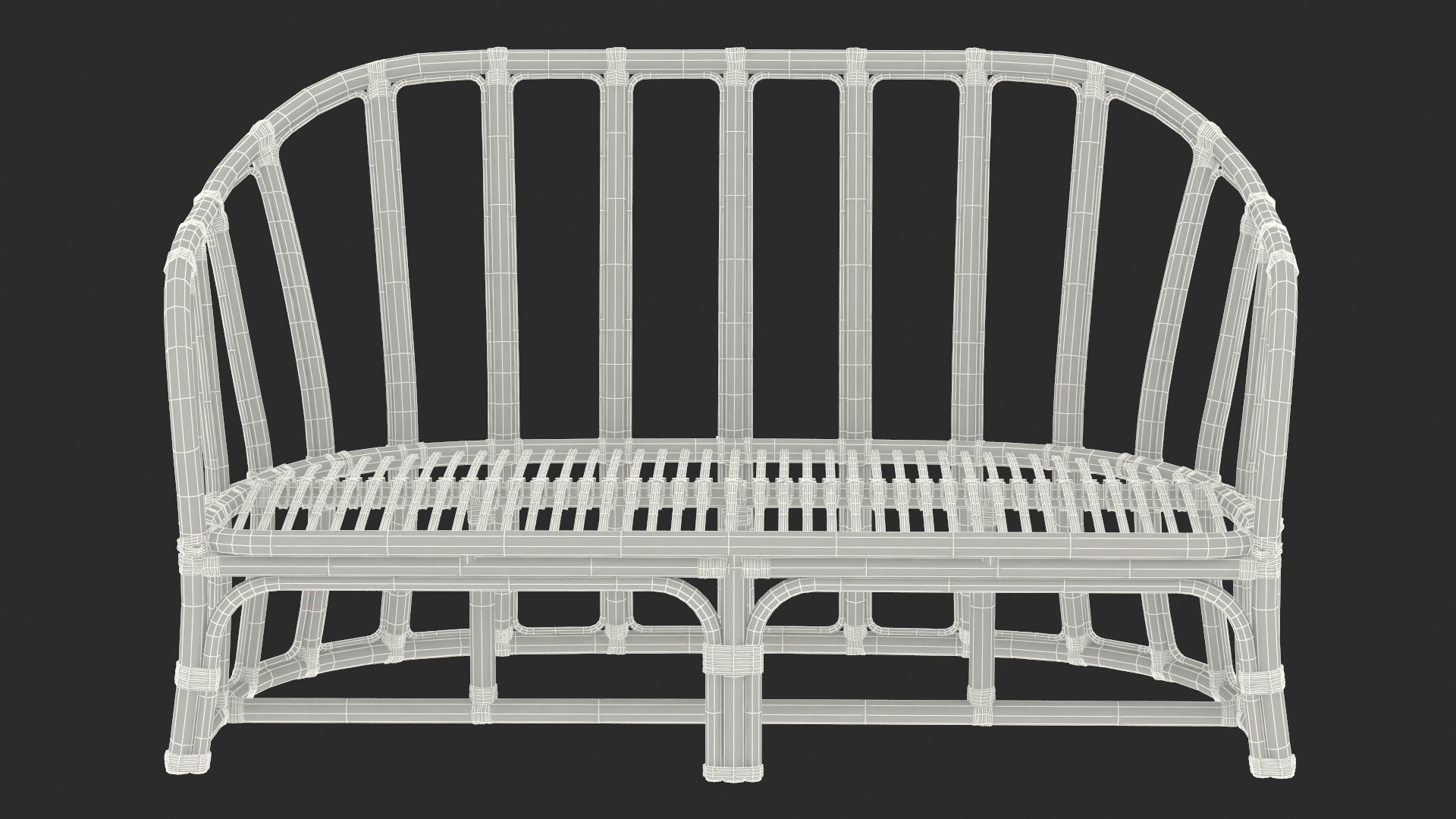 3D Vintage Rattan Sofa with Cushions model