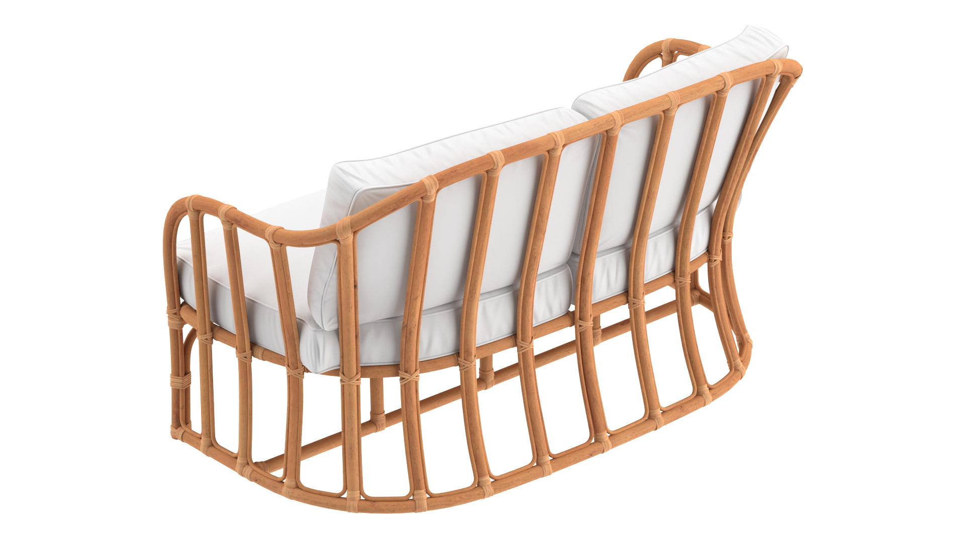 3D Vintage Rattan Sofa with Cushions model