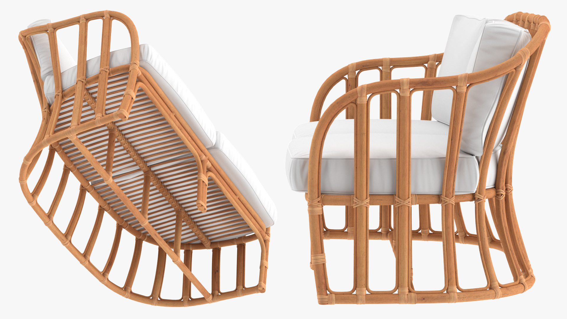 3D Vintage Rattan Sofa with Cushions model