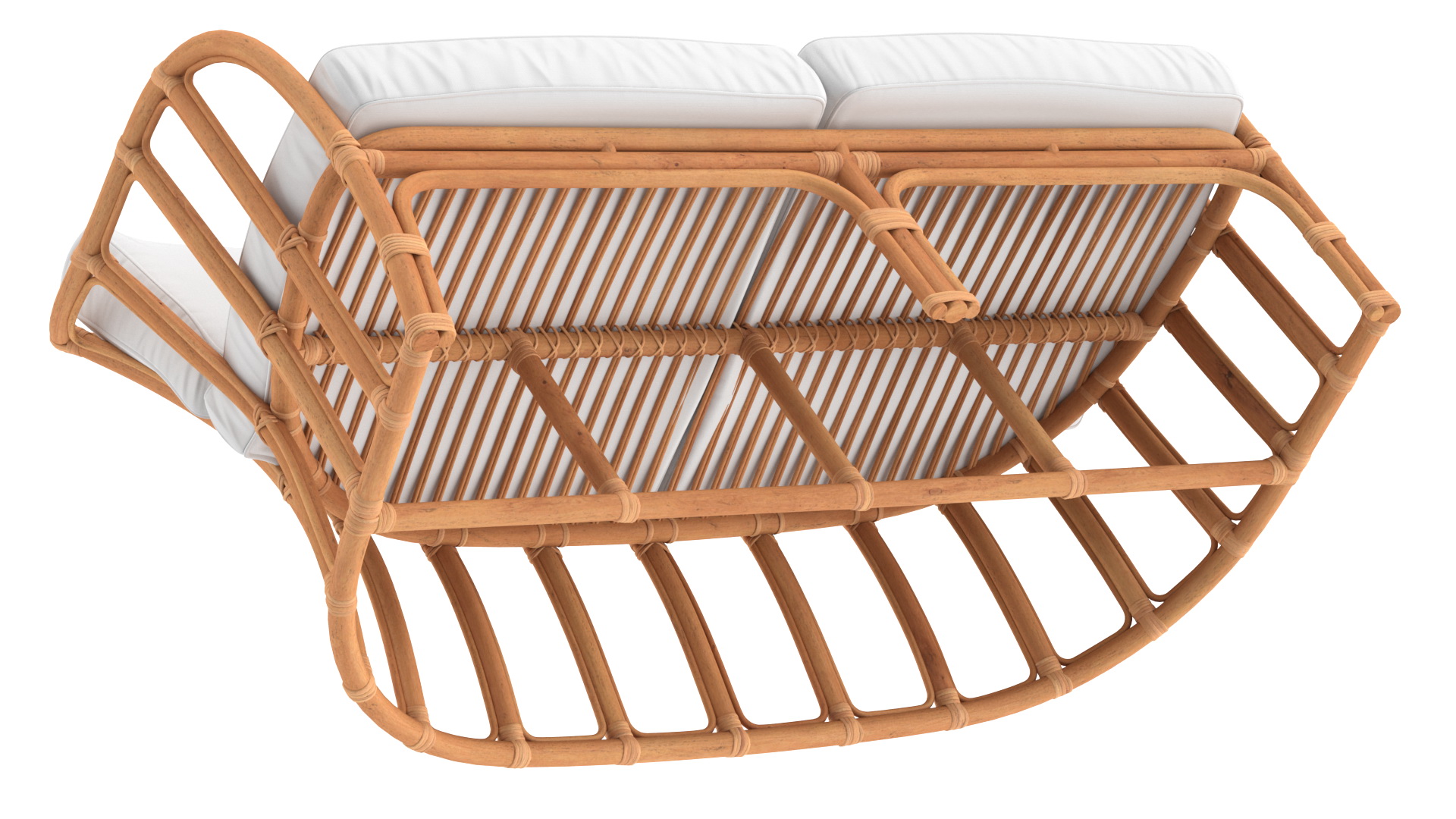 3D Vintage Rattan Sofa with Cushions model