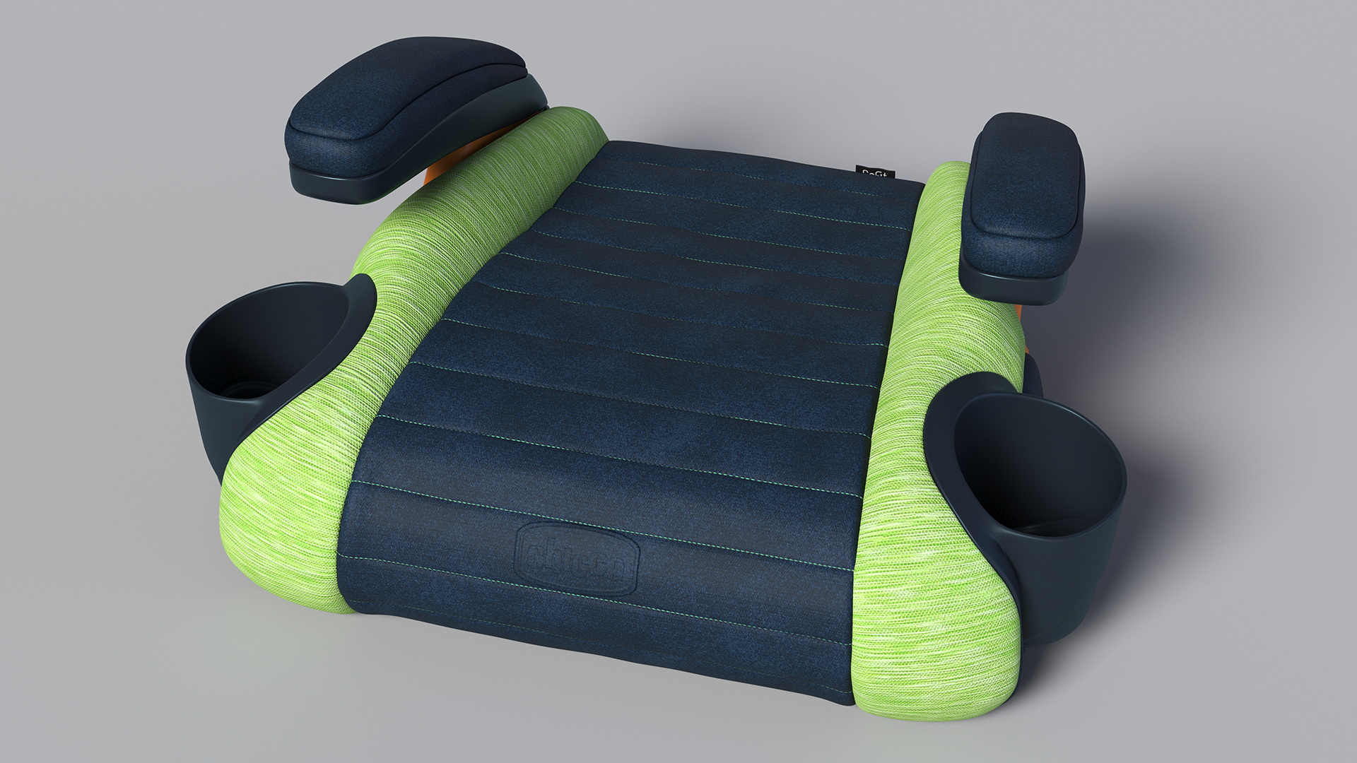 Child Car Seat Without Backrest Green 3D