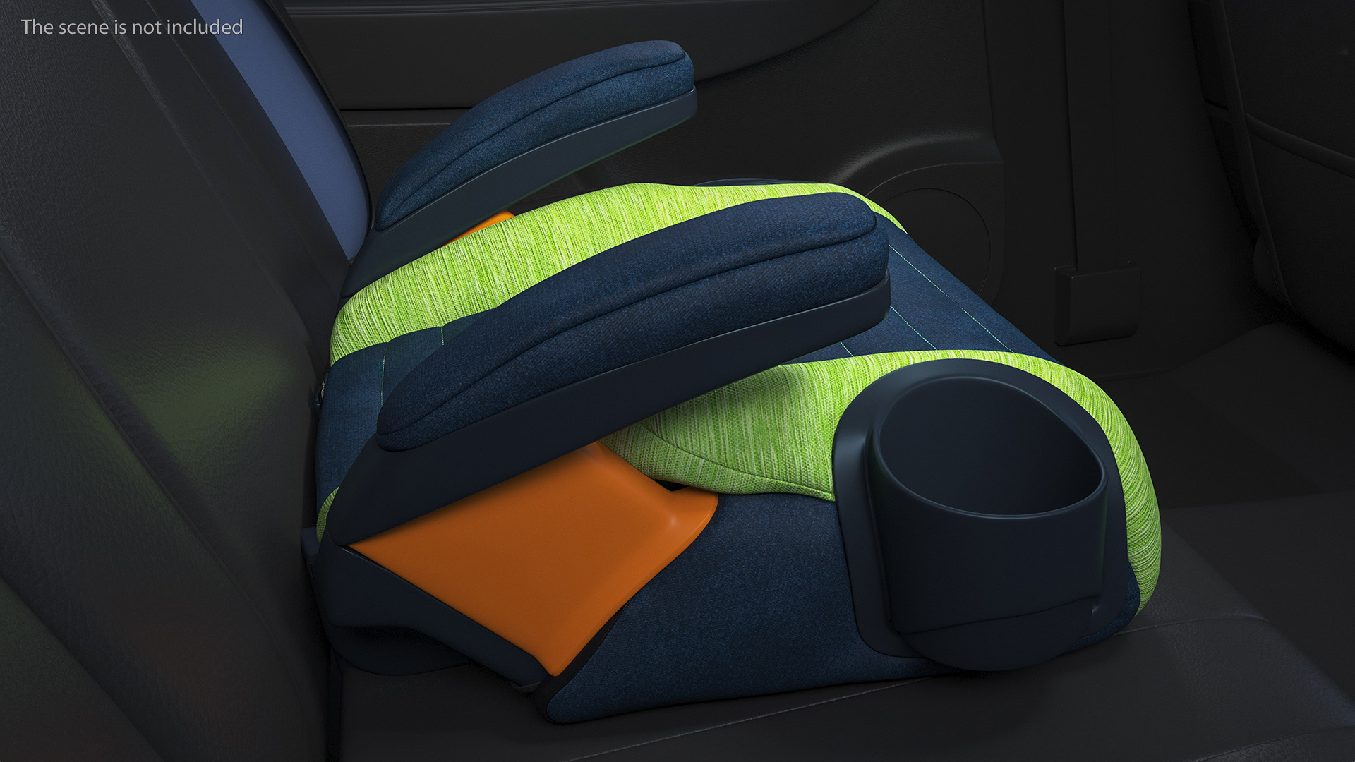 Child Car Seat Without Backrest Green 3D