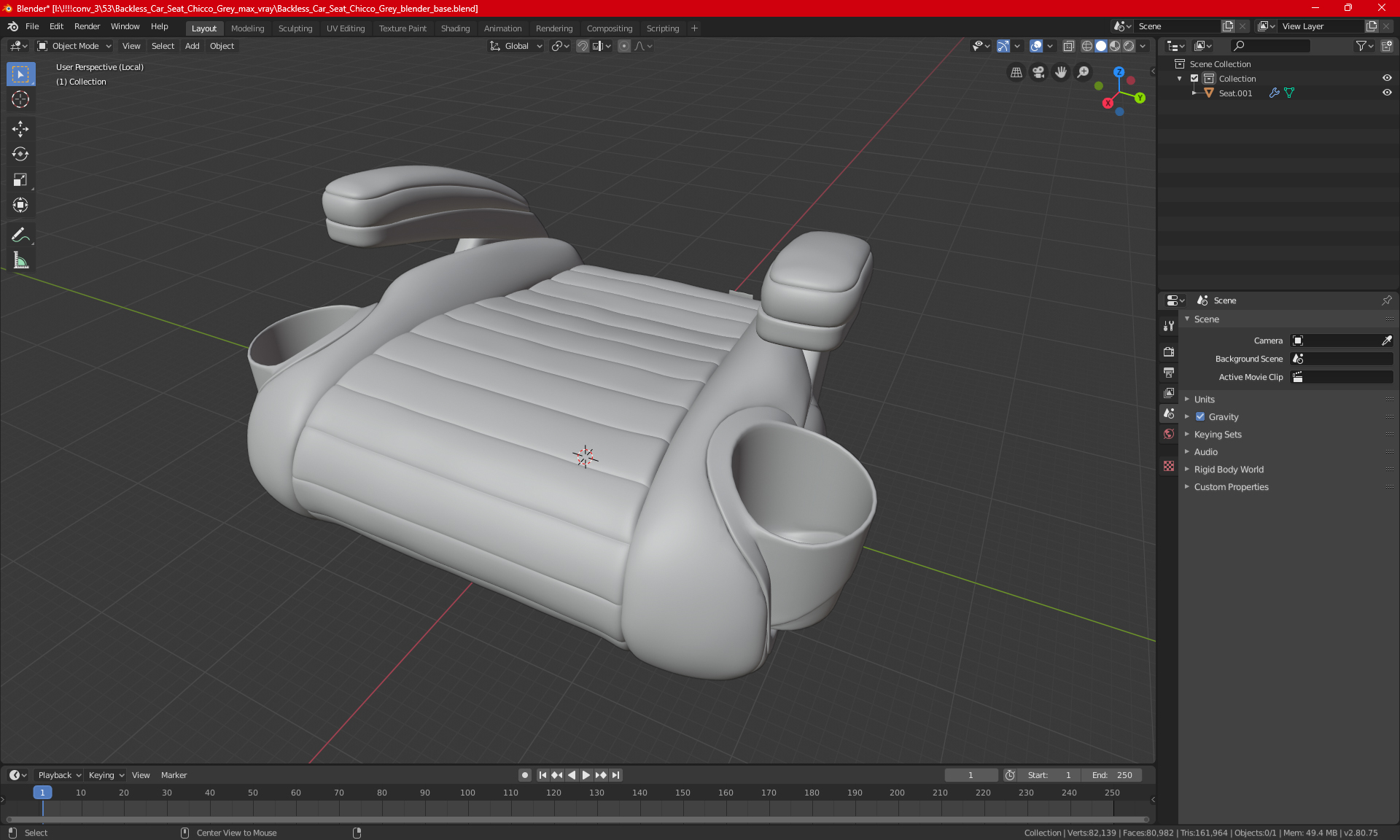 Child Car Seat Without Backrest Green 3D