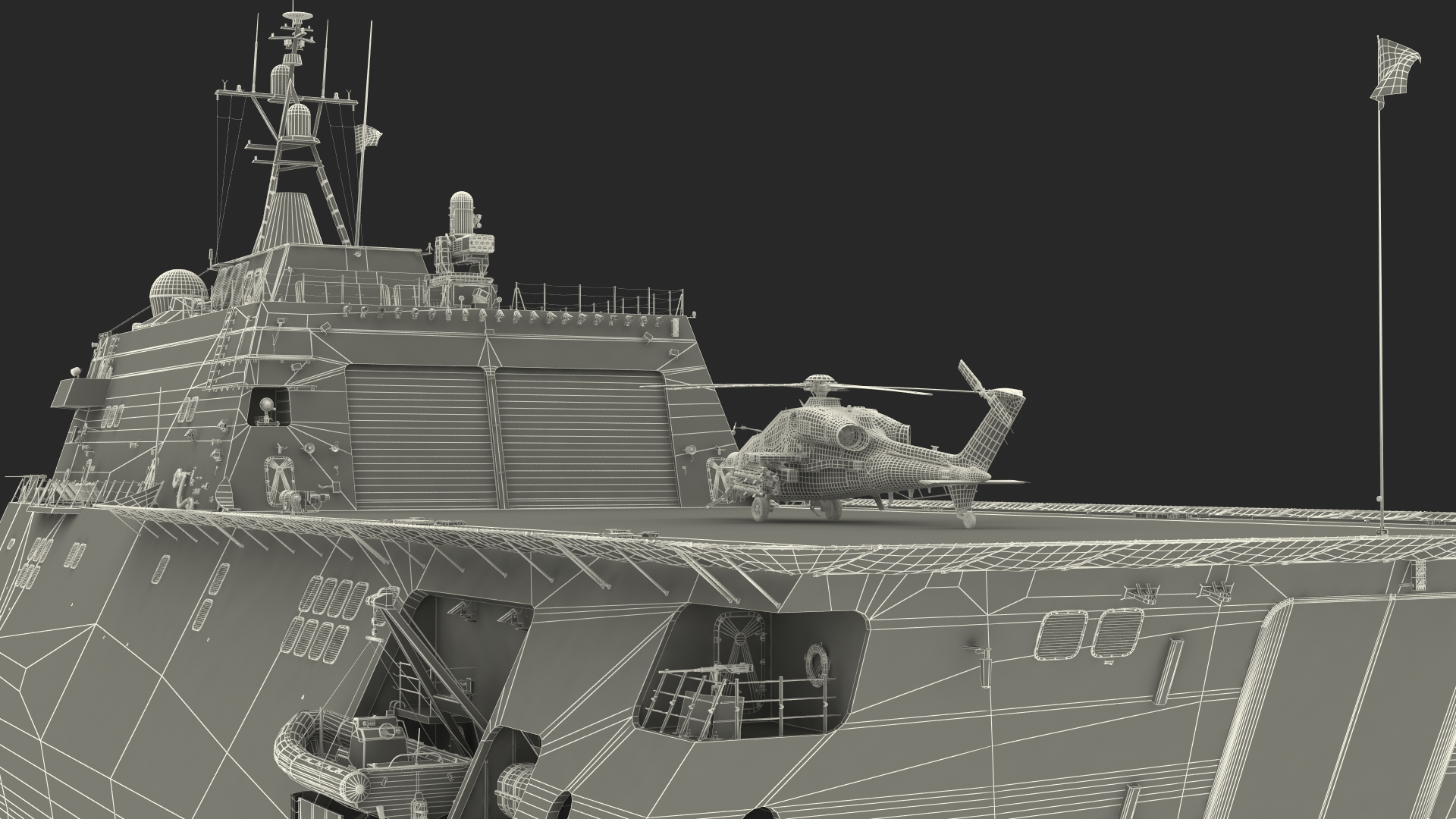 3D model USS Independence LCS 2 with Combat Helicopter