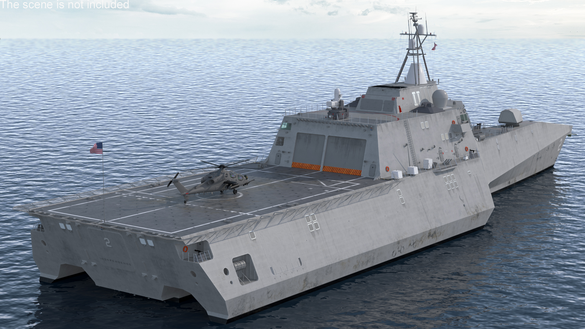 3D model USS Independence LCS 2 with Combat Helicopter