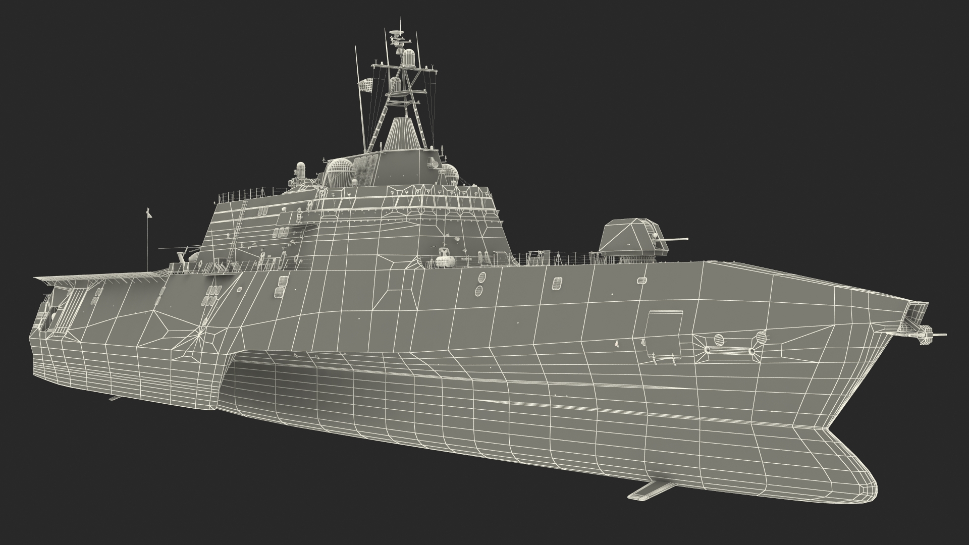 3D model USS Independence LCS 2 with Combat Helicopter