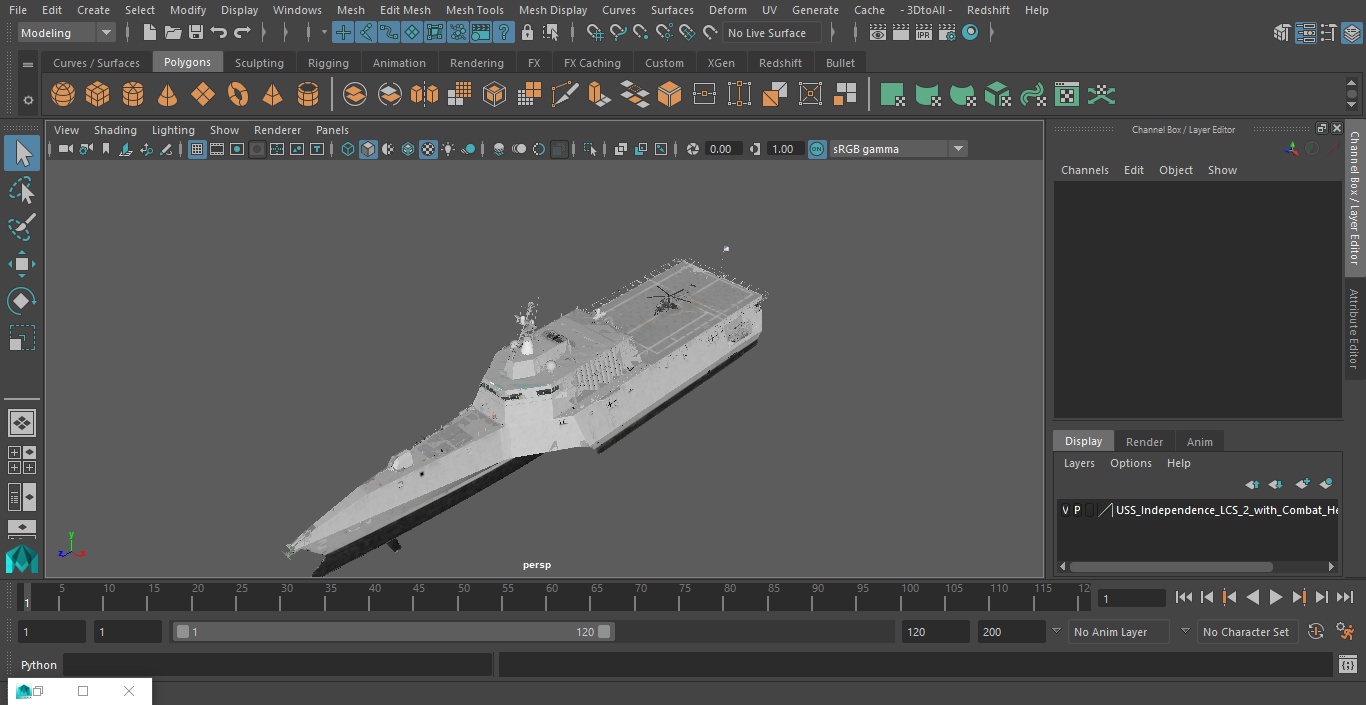 3D model USS Independence LCS 2 with Combat Helicopter