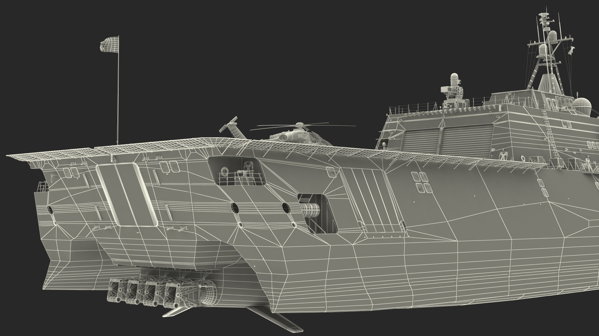 3D model USS Independence LCS 2 with Combat Helicopter