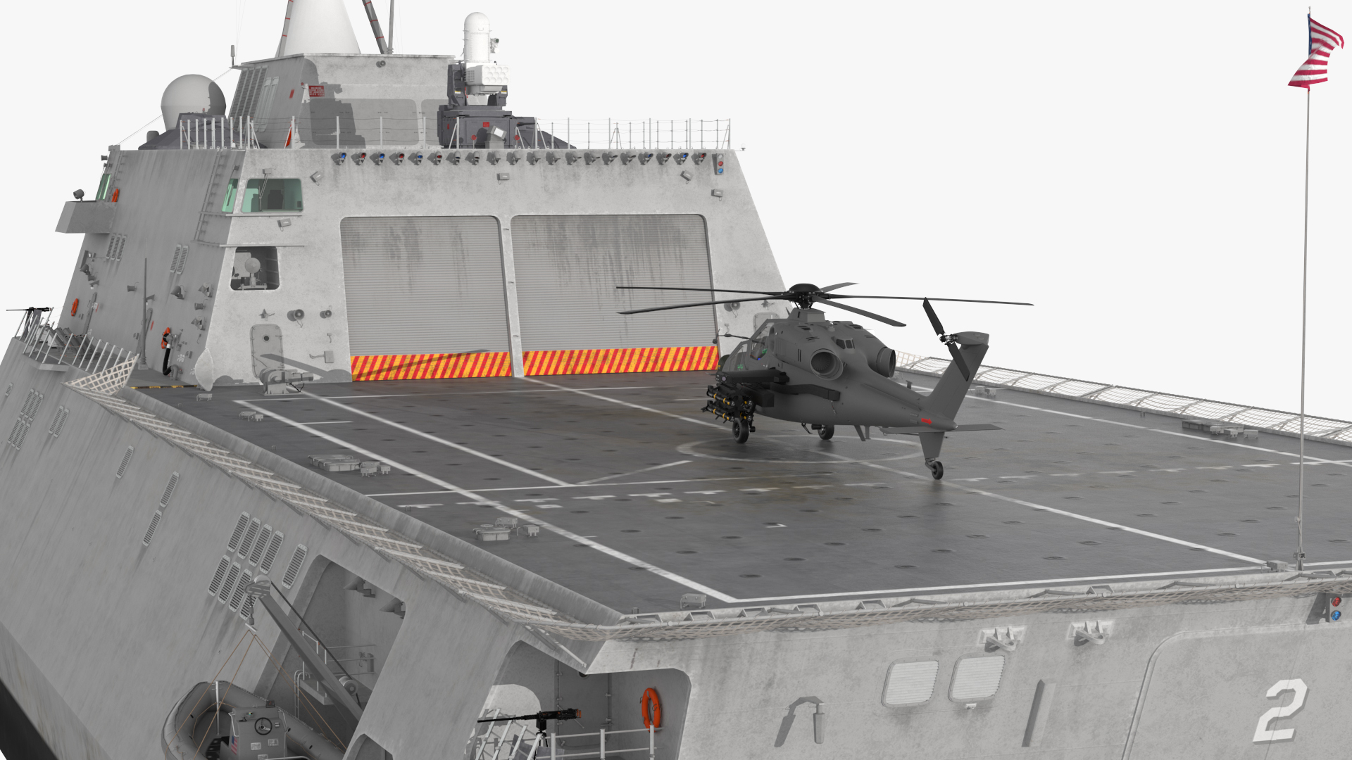 3D model USS Independence LCS 2 with Combat Helicopter