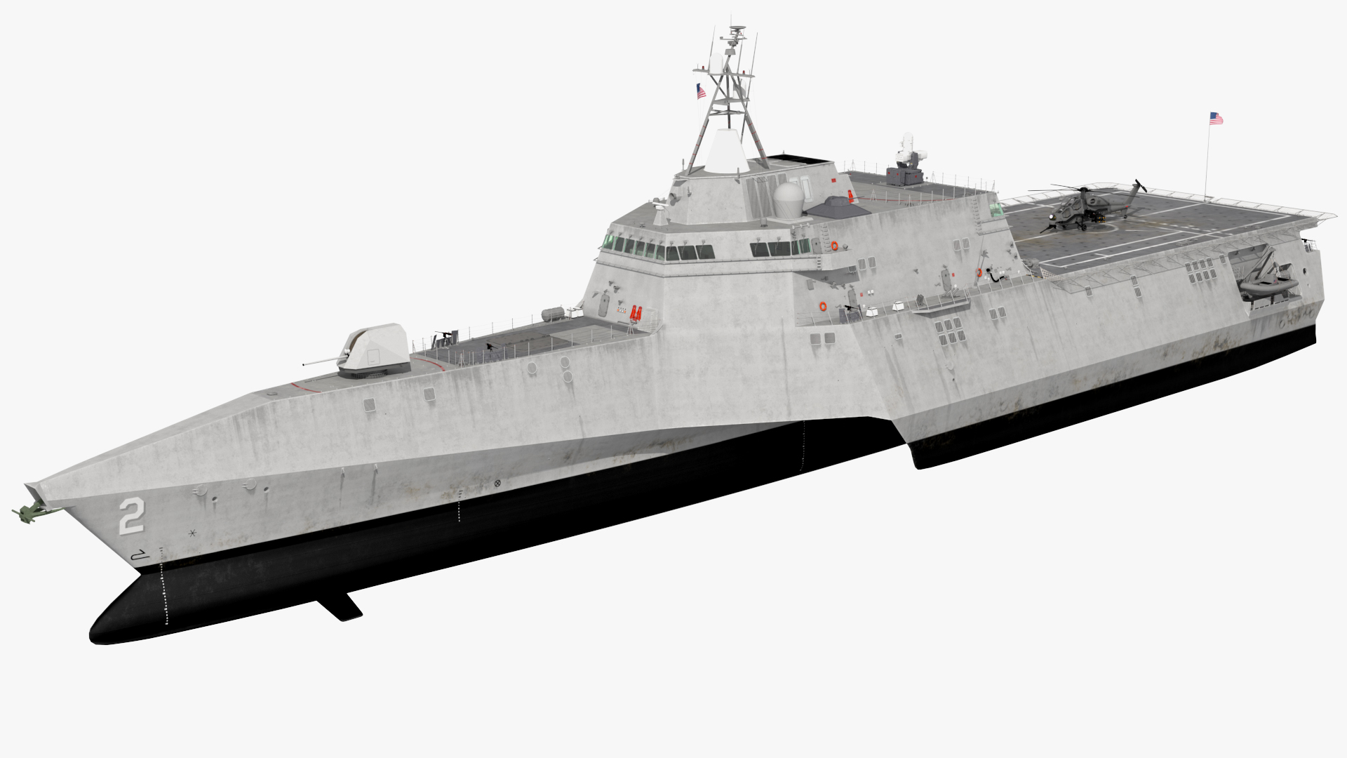 3D model USS Independence LCS 2 with Combat Helicopter