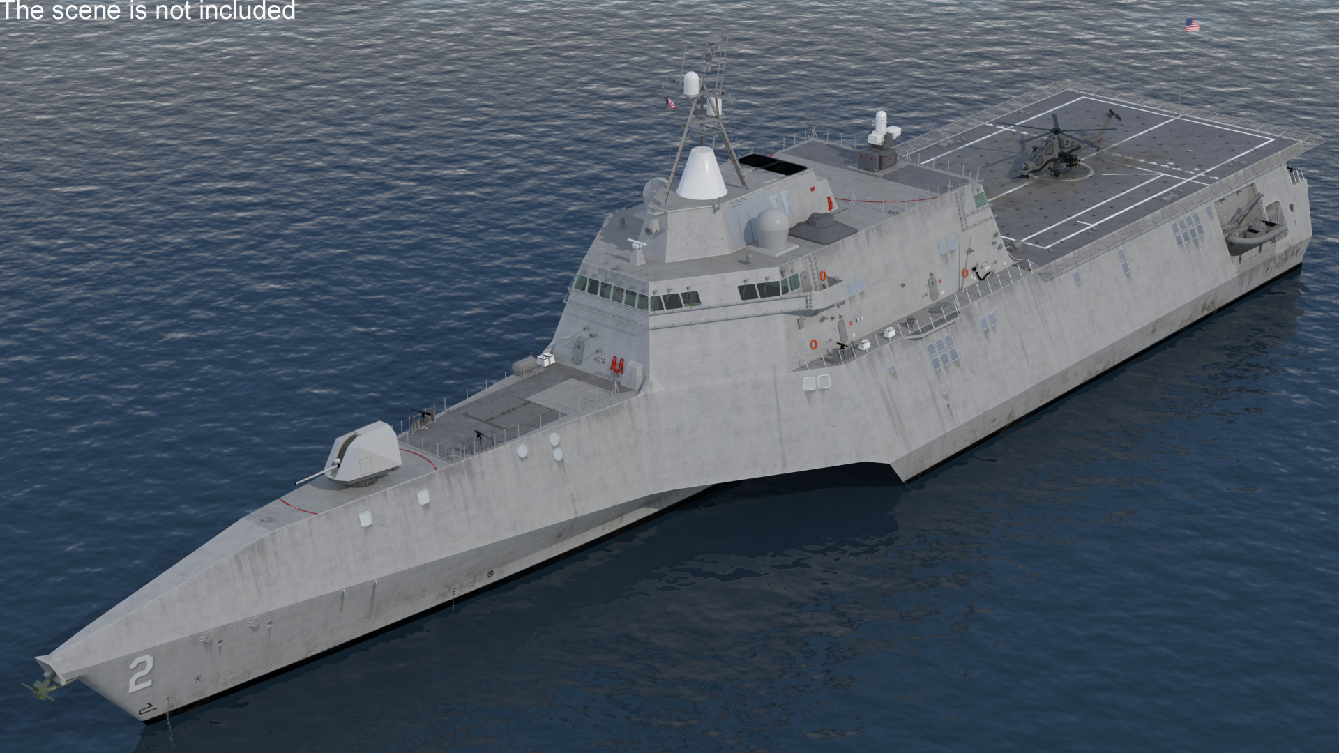 3D model USS Independence LCS 2 with Combat Helicopter