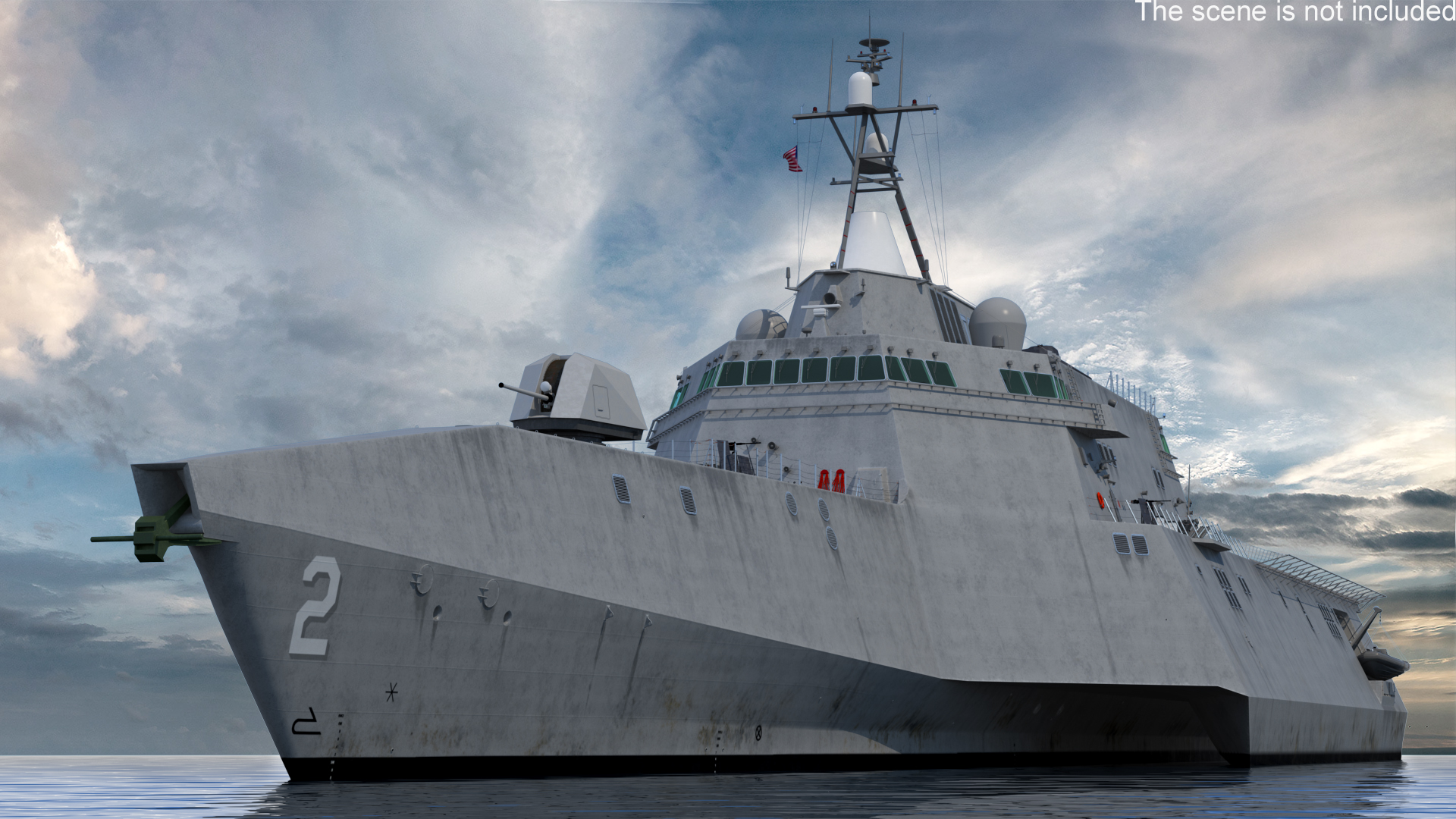 3D model USS Independence LCS 2 with Combat Helicopter