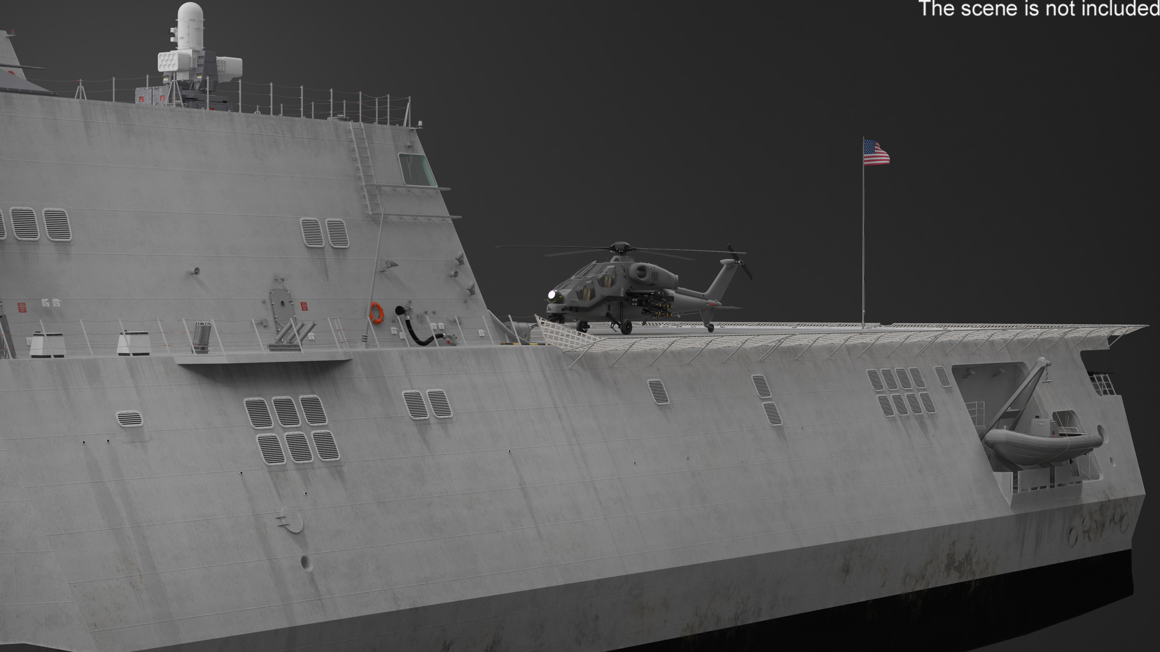 3D model USS Independence LCS 2 with Combat Helicopter