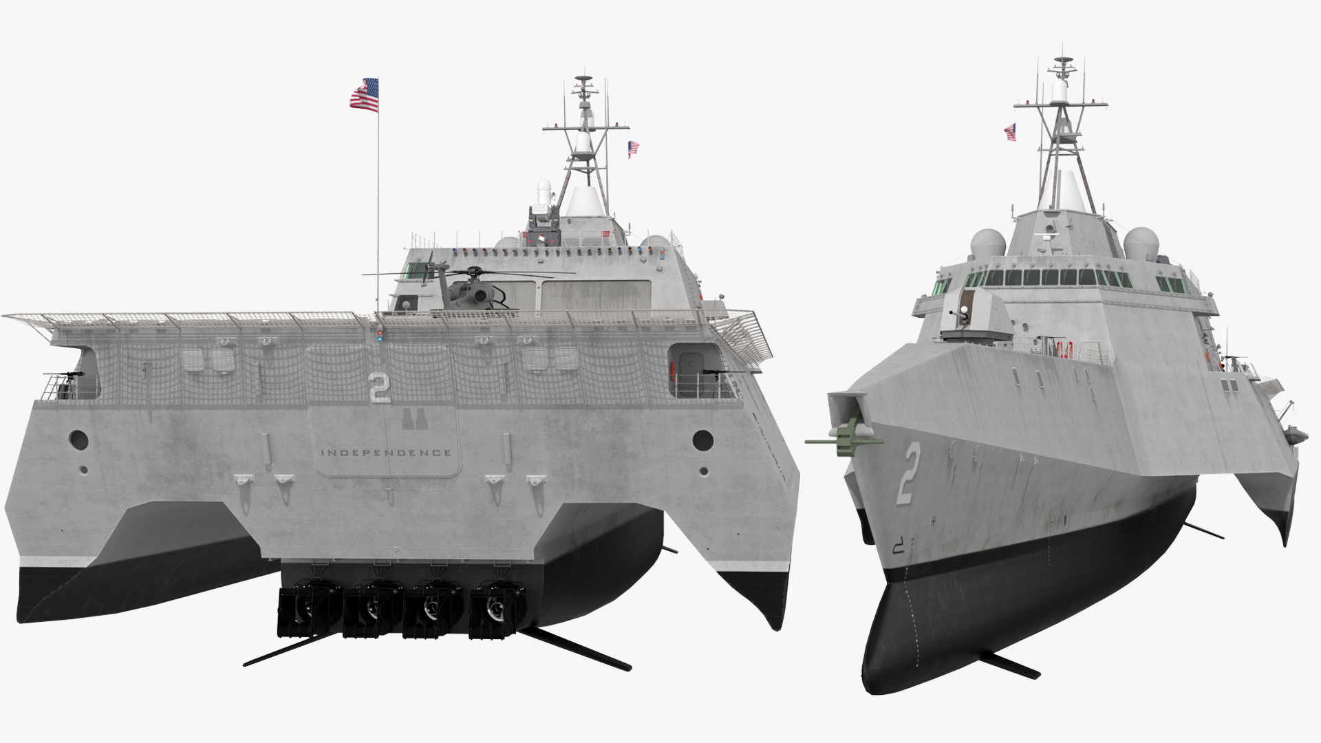 3D model USS Independence LCS 2 with Combat Helicopter
