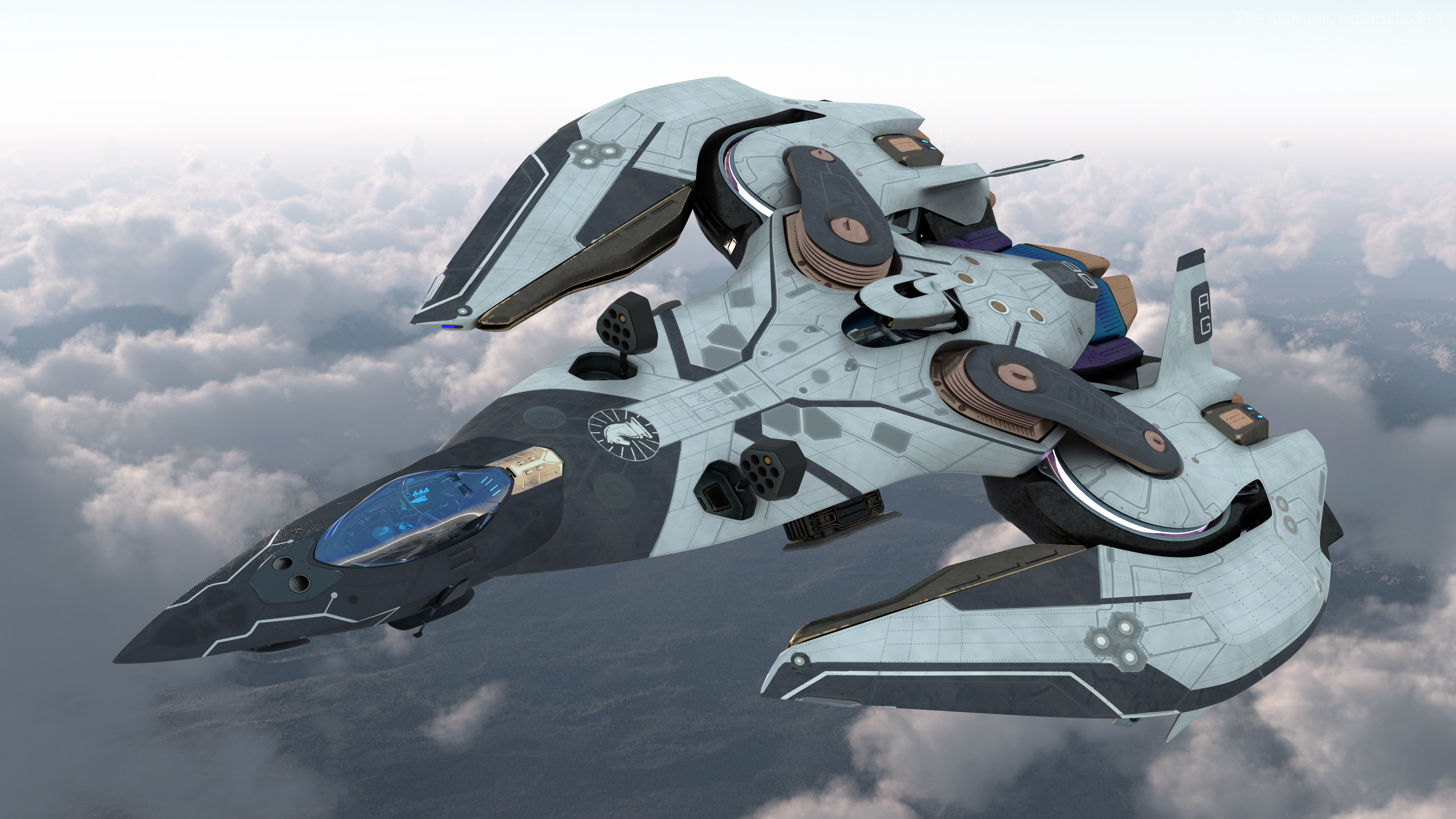 Sci Fi Fighter Jet Black 3D model