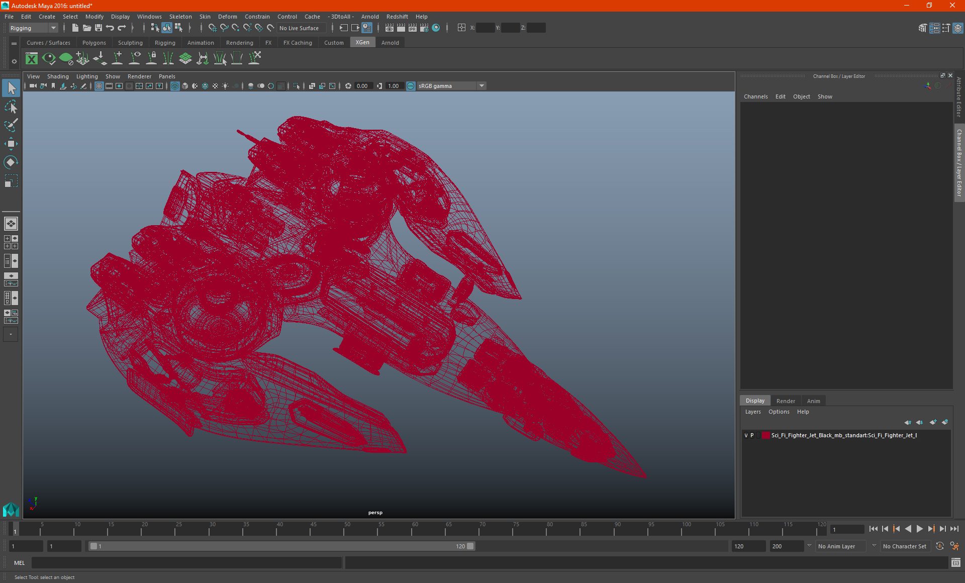 Sci Fi Fighter Jet Black 3D model