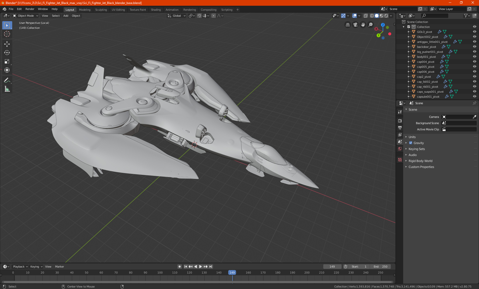 Sci Fi Fighter Jet Black 3D model