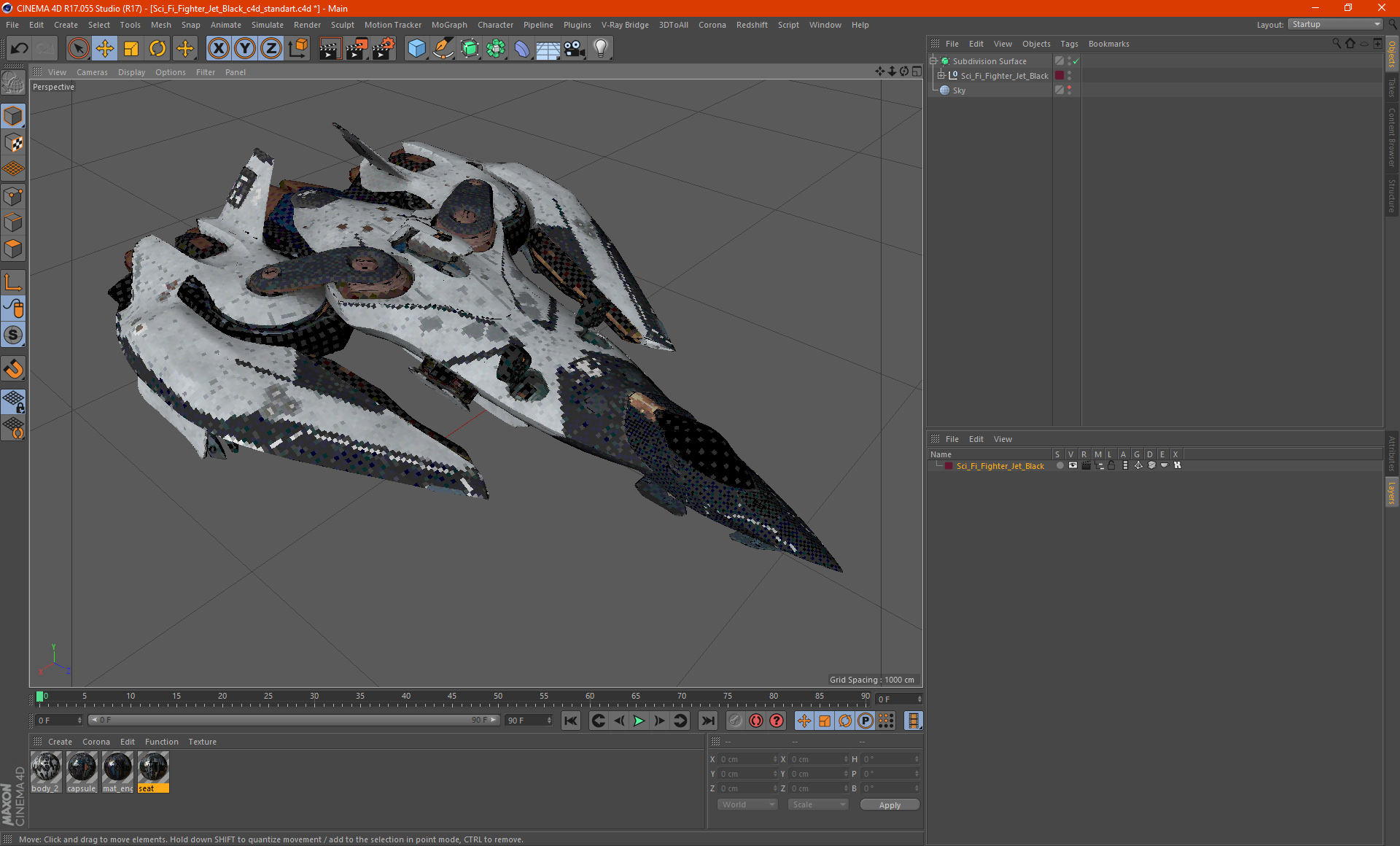 Sci Fi Fighter Jet Black 3D model