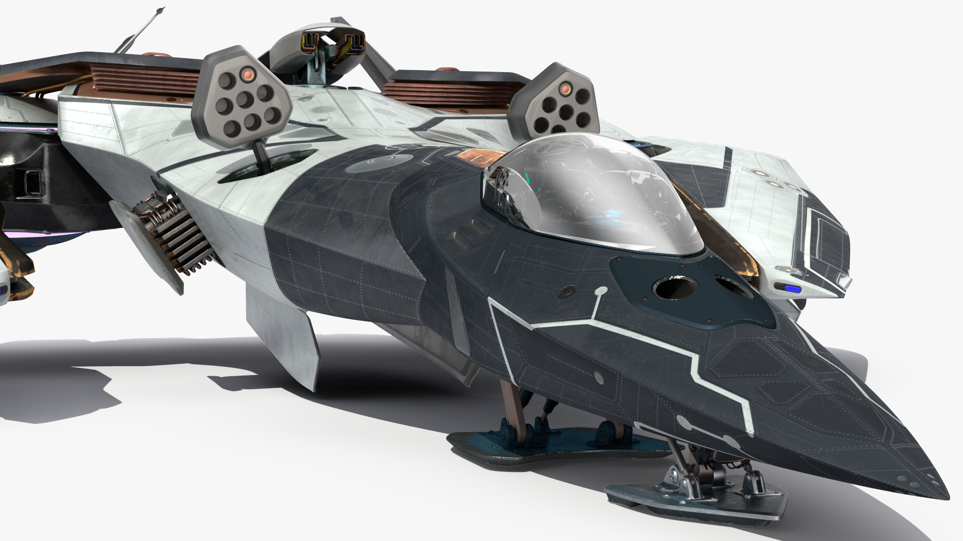 Sci Fi Fighter Jet Black 3D model
