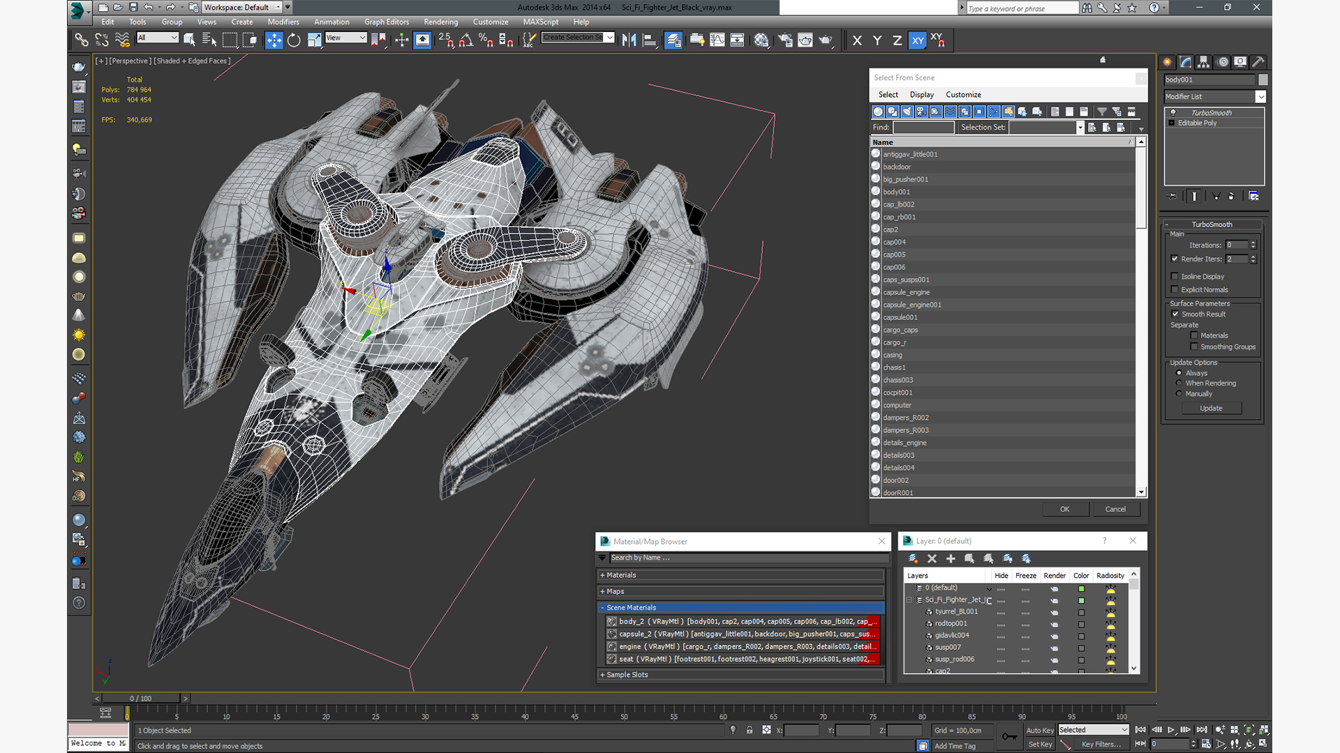 Sci Fi Fighter Jet Black 3D model