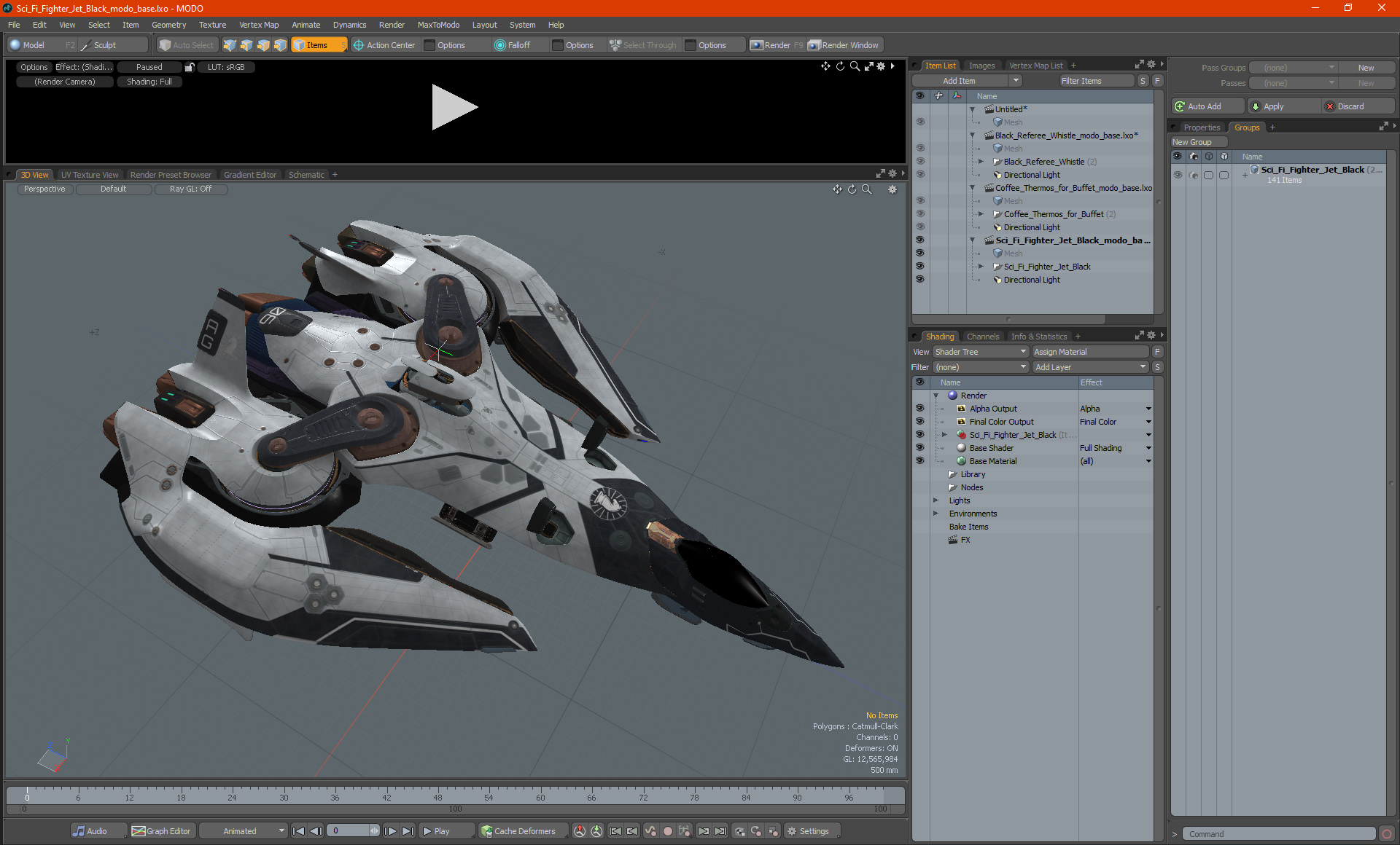 Sci Fi Fighter Jet Black 3D model