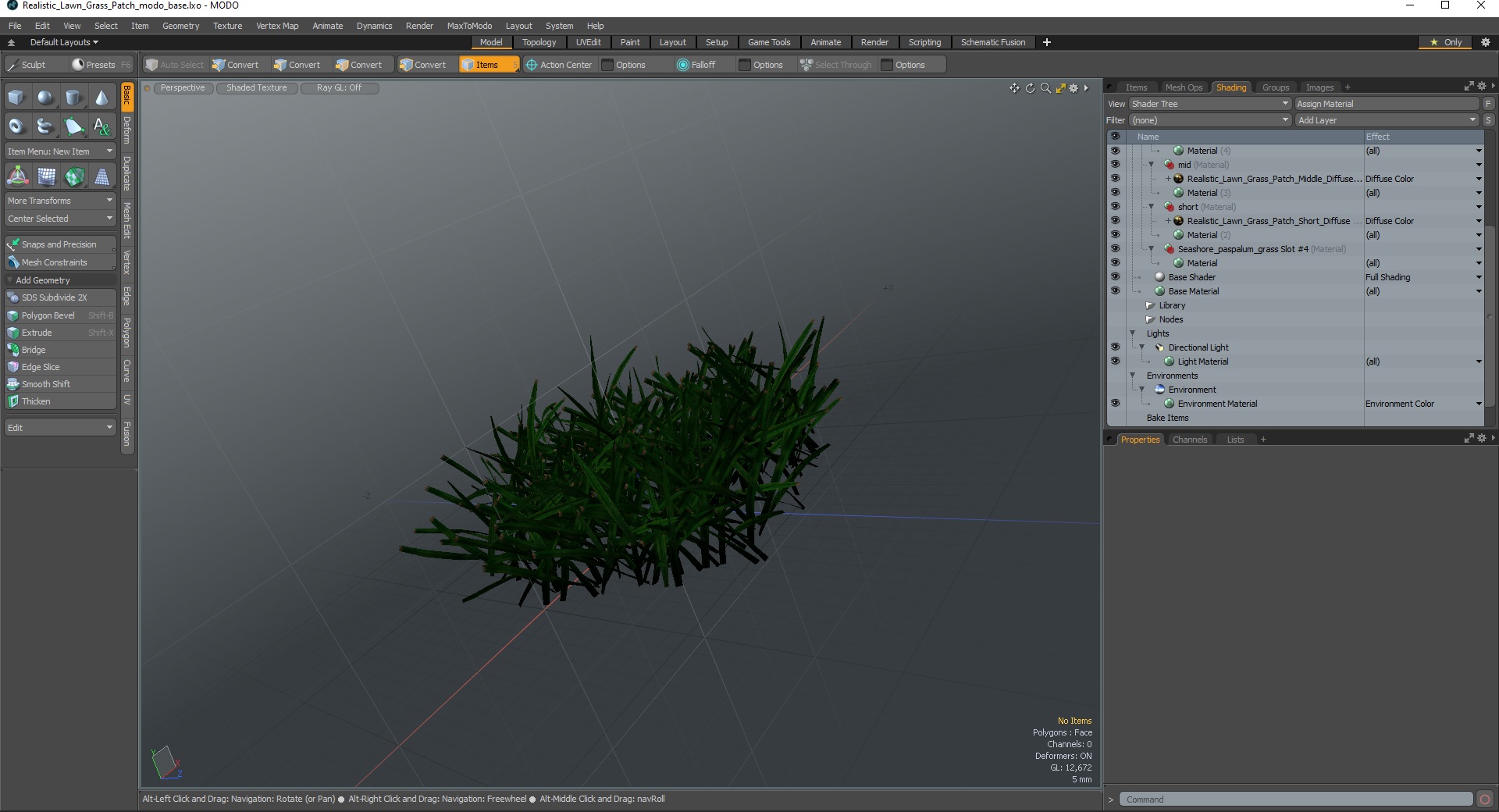 3D Realistic Lawn Grass Patch