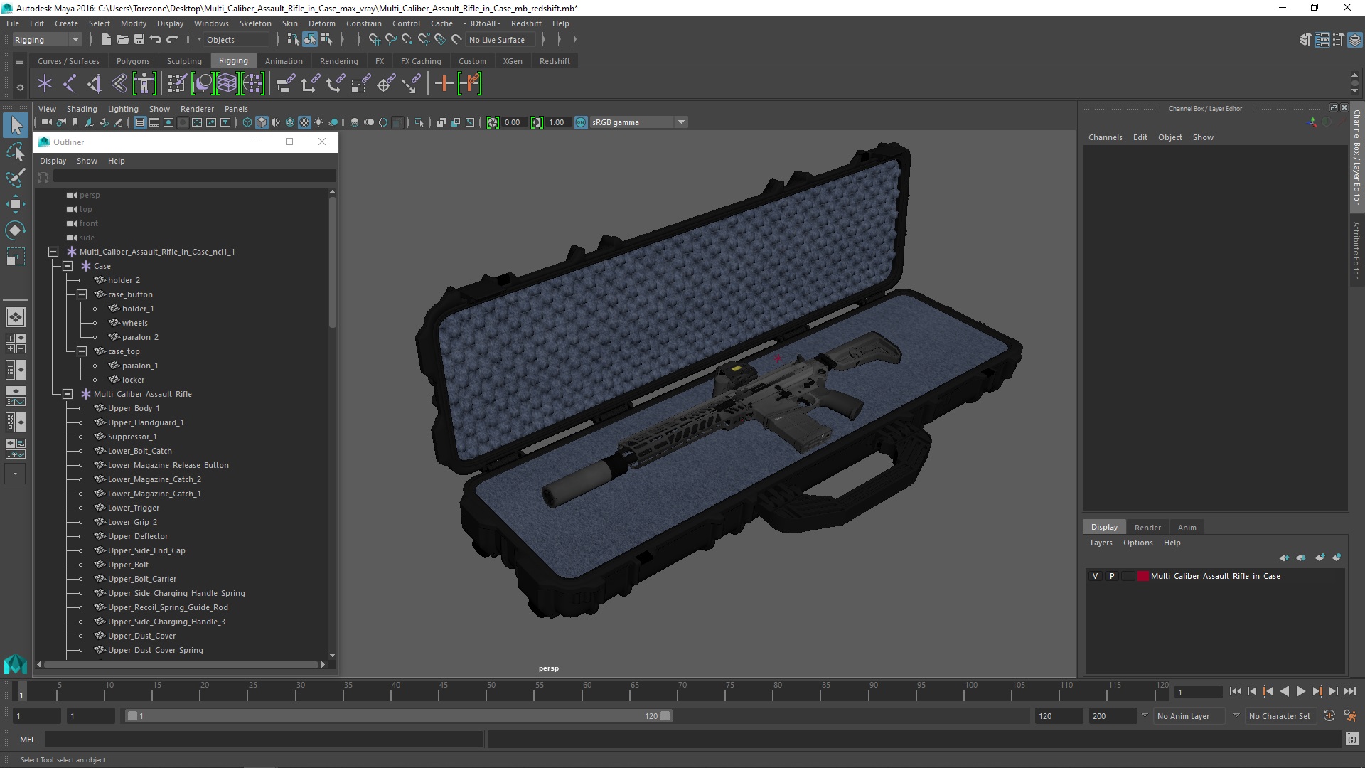 3D model Multi Caliber Assault Rifle in Case