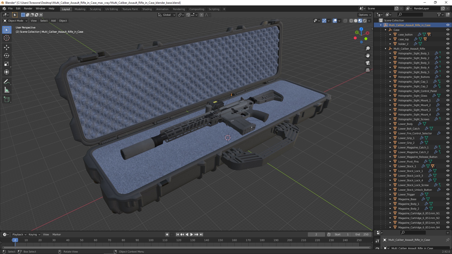 3D model Multi Caliber Assault Rifle in Case
