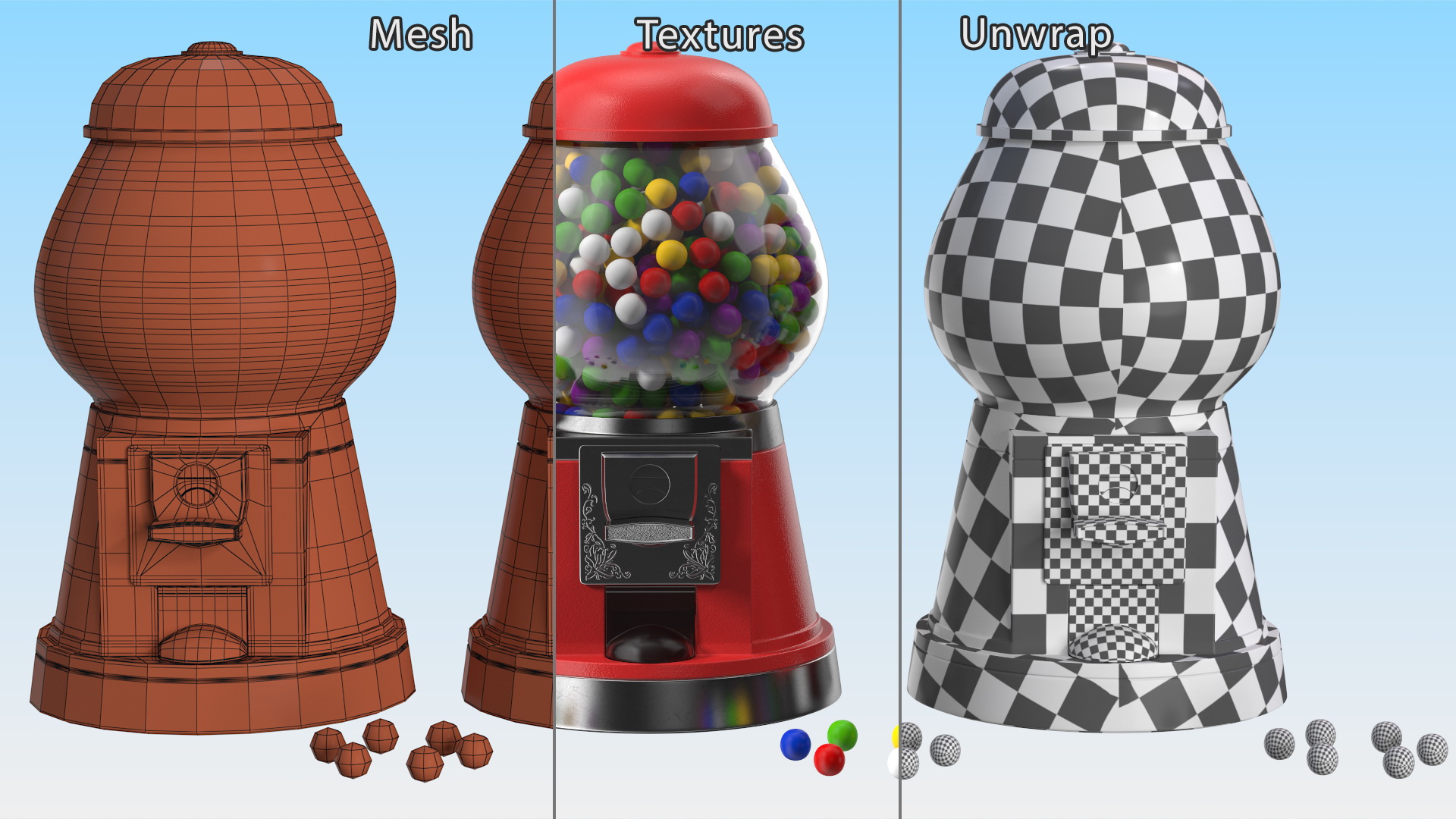 3D Vintage Gumball Machine model