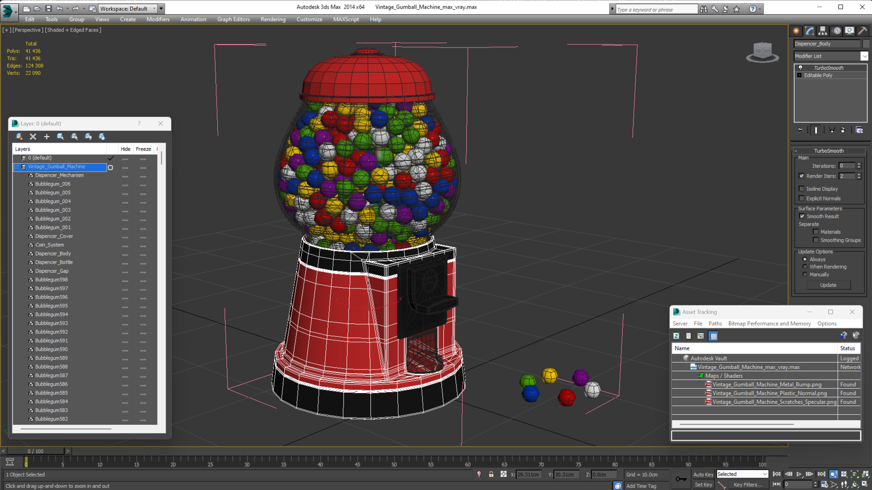 3D Vintage Gumball Machine model