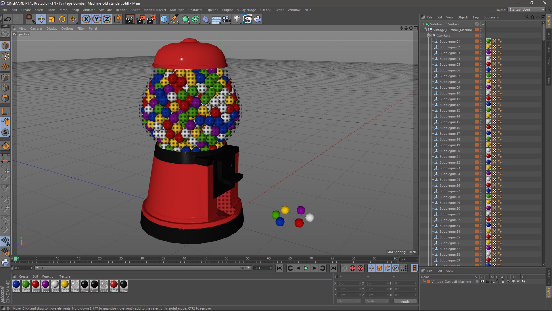 3D Vintage Gumball Machine model