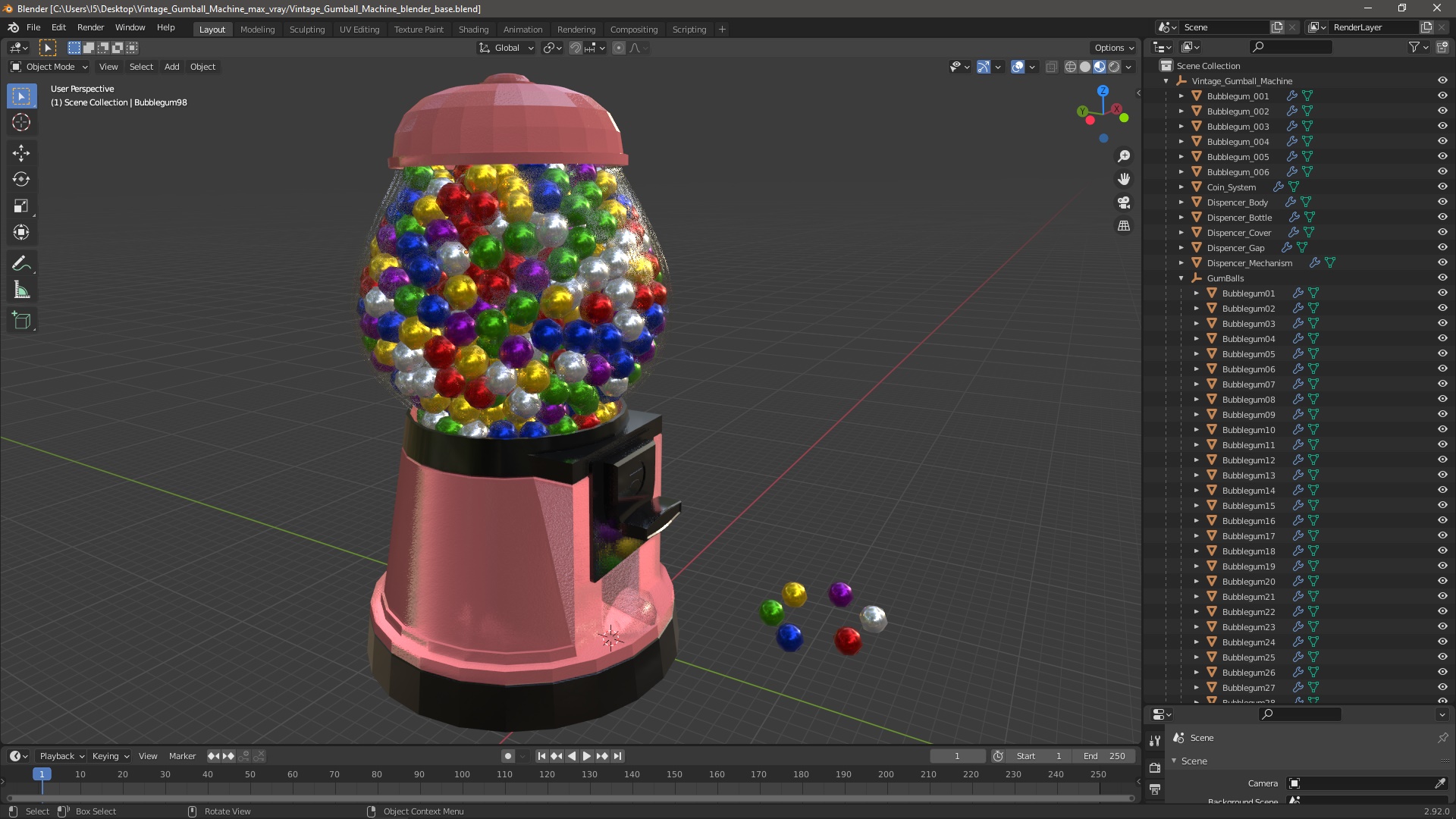 3D Vintage Gumball Machine model