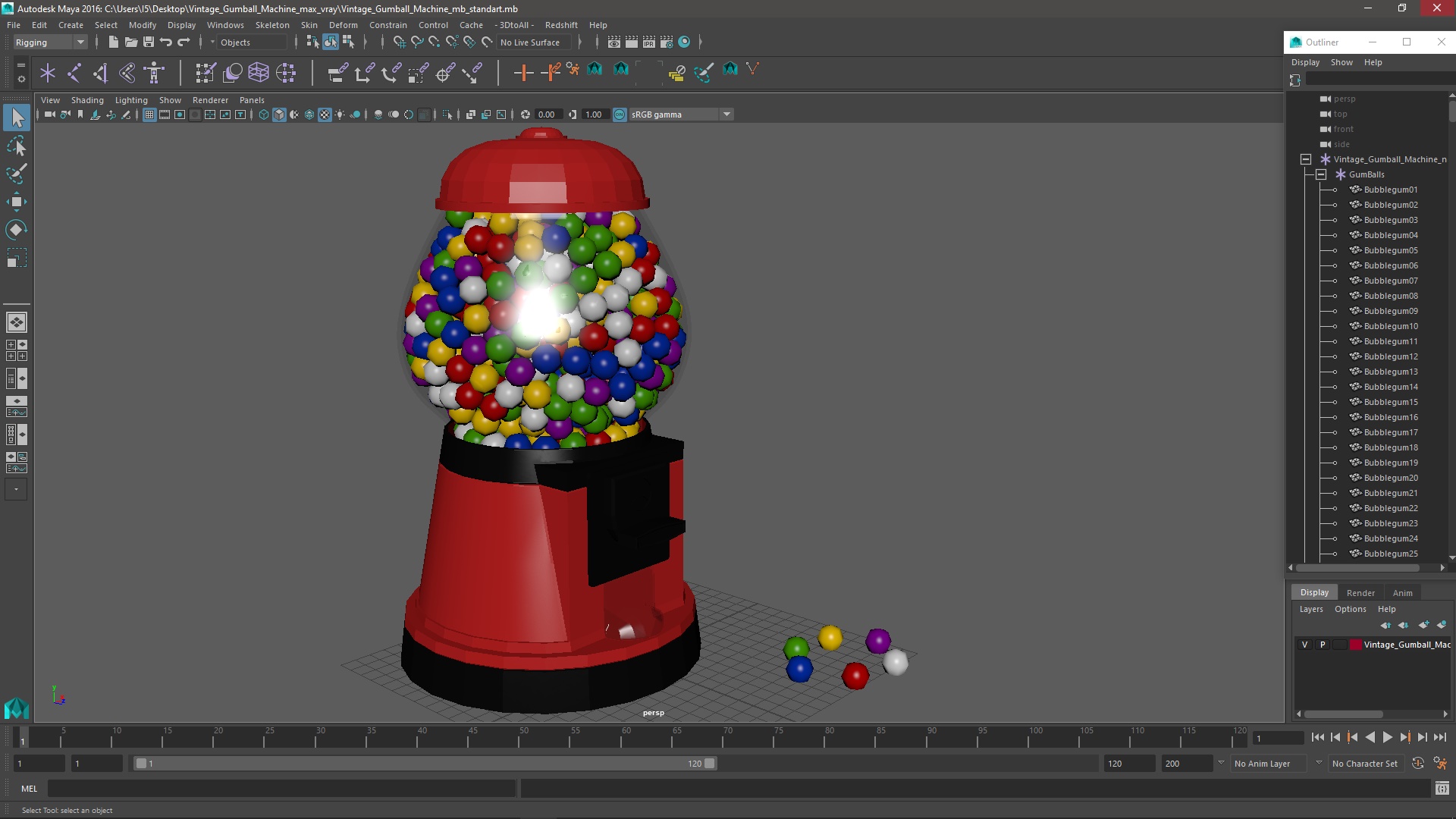 3D Vintage Gumball Machine model