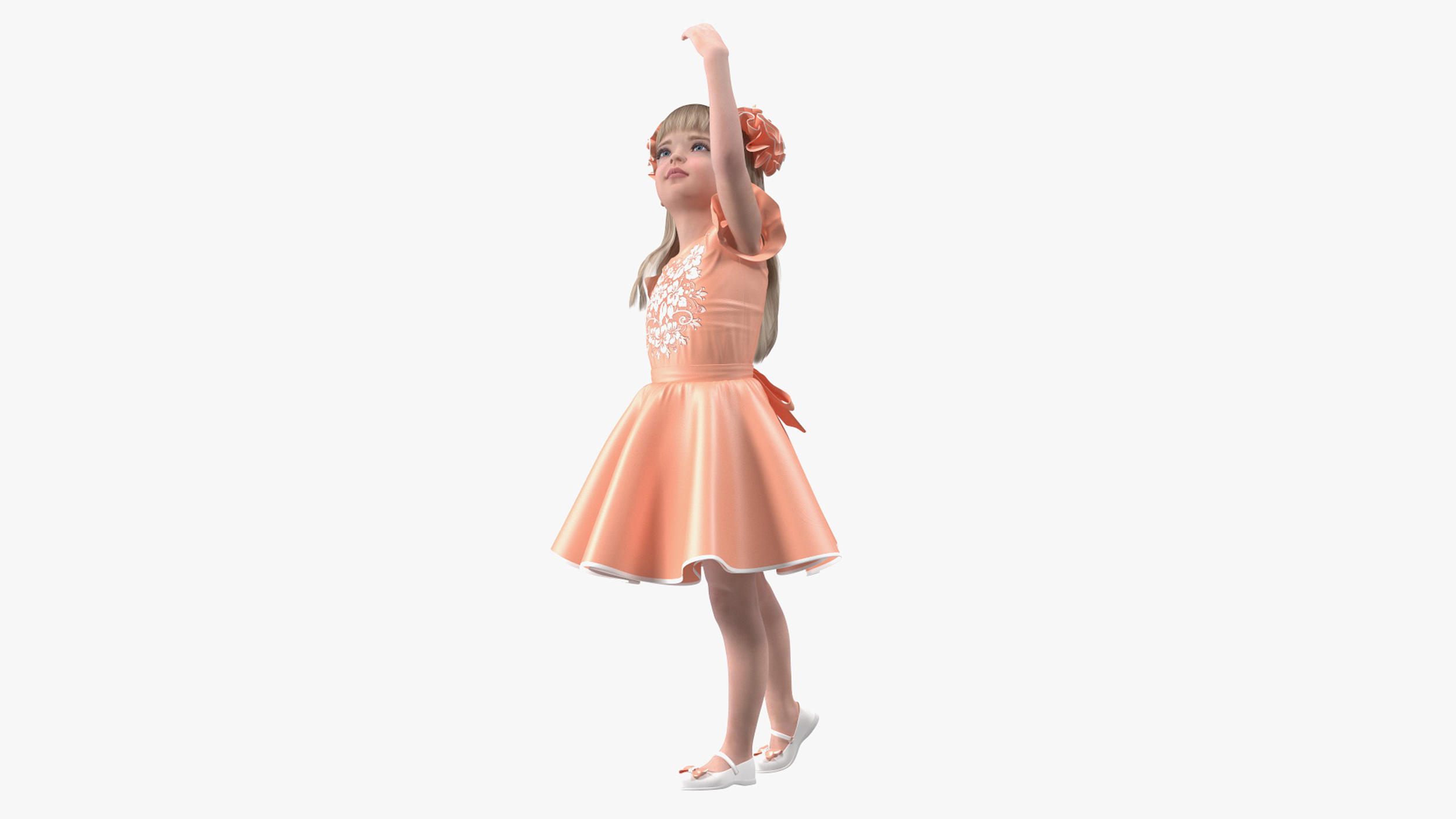 3D Child Girl Party Dress Rigged for Maya model