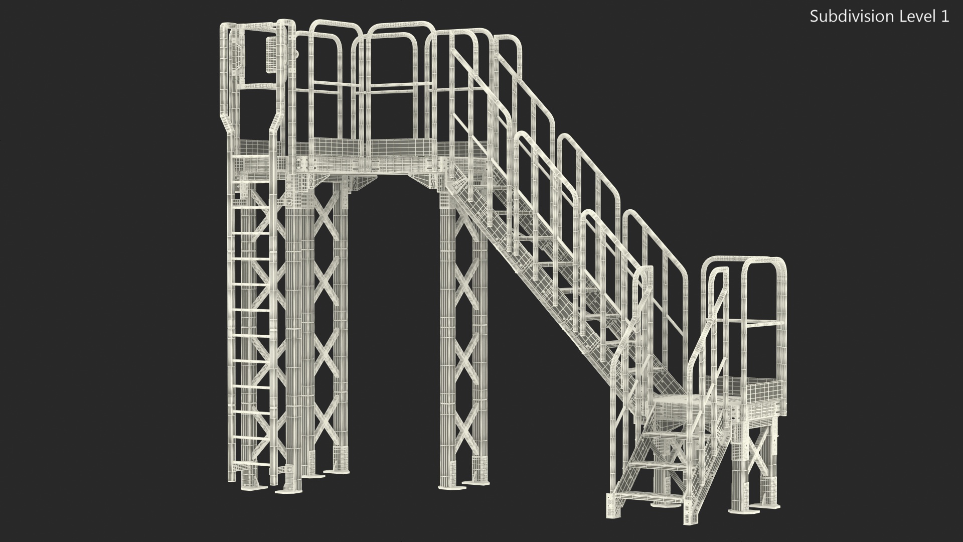3D Industrial Catwalk Staircase model