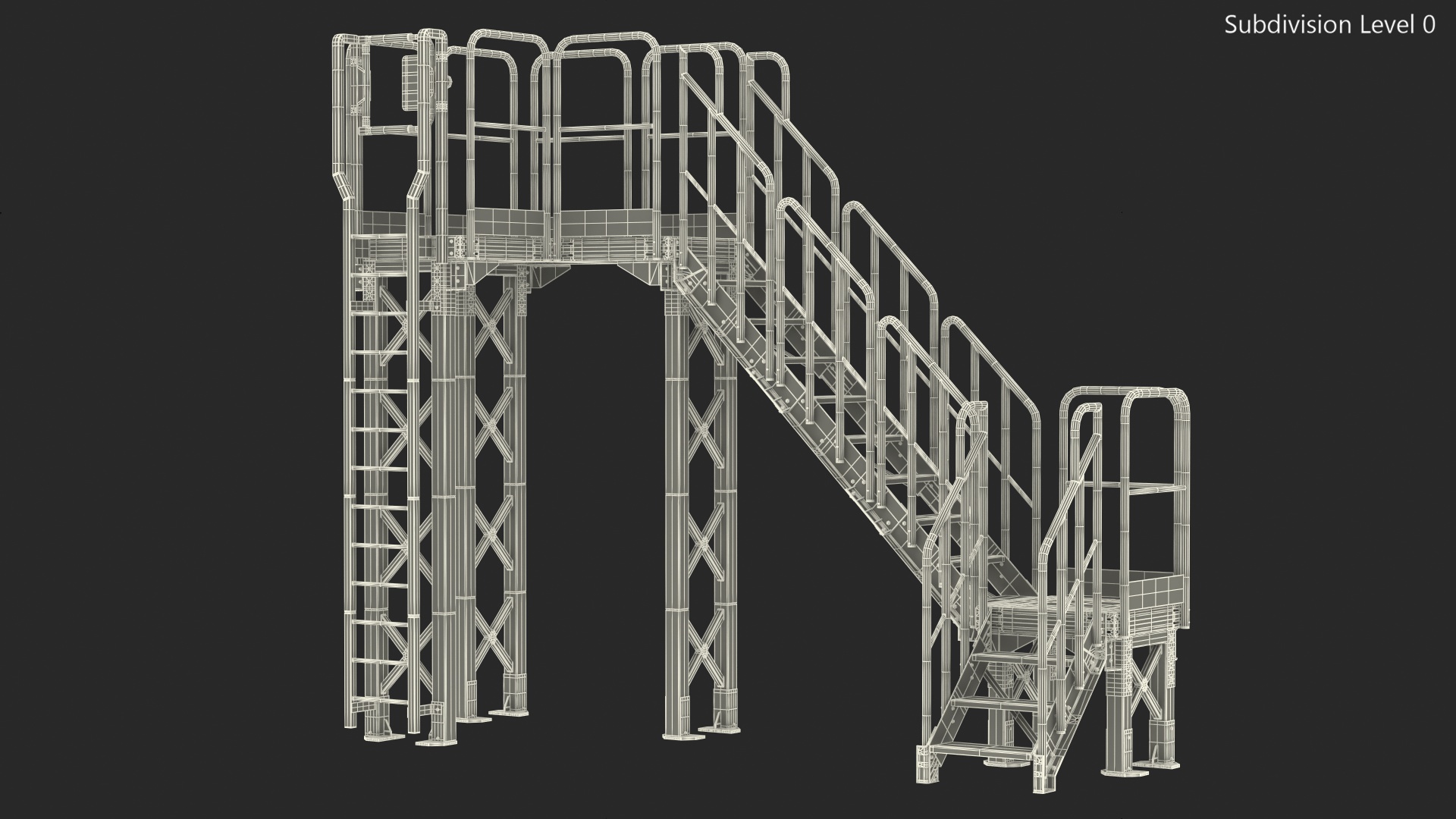 3D Industrial Catwalk Staircase model