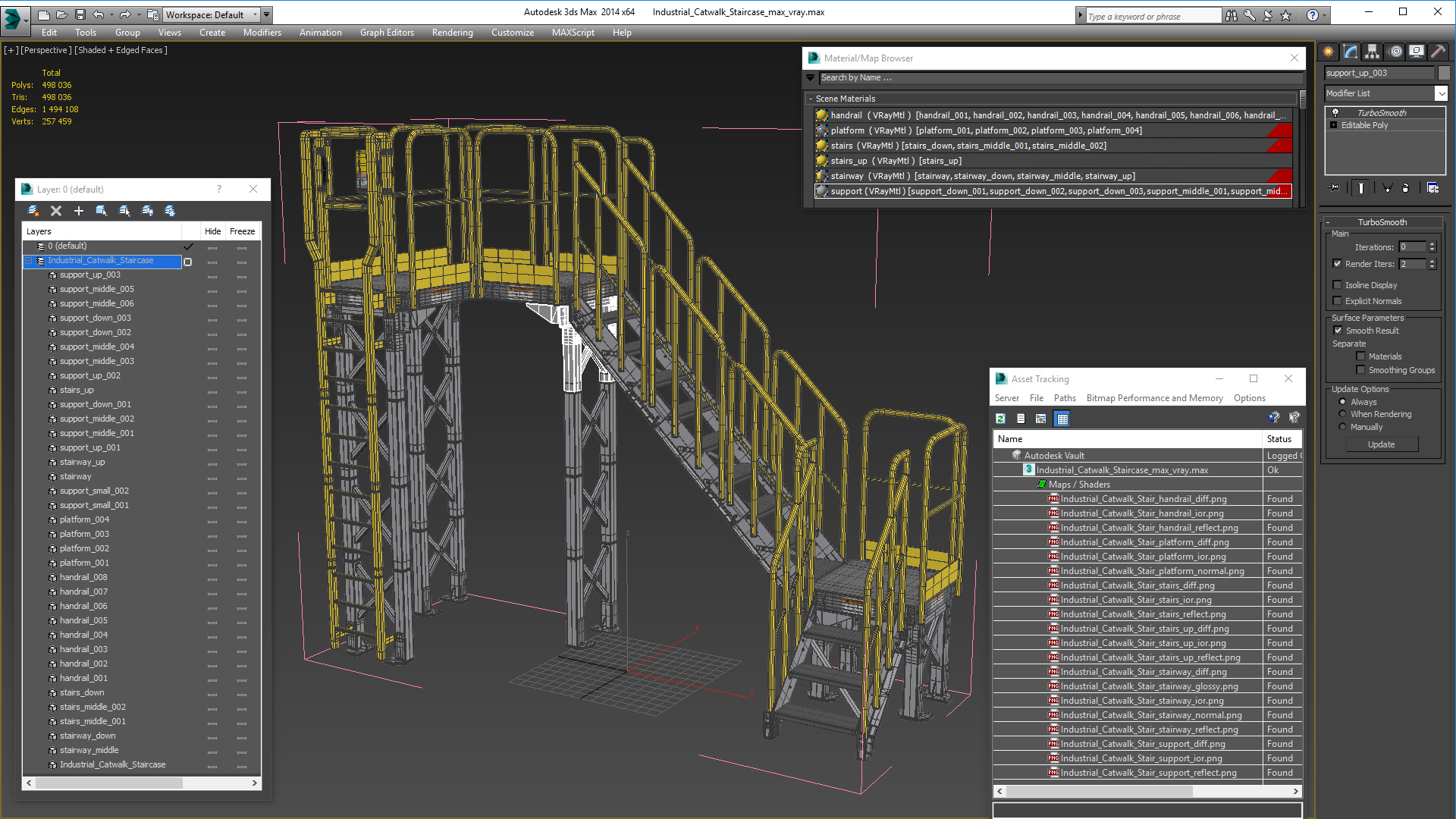 3D Industrial Catwalk Staircase model