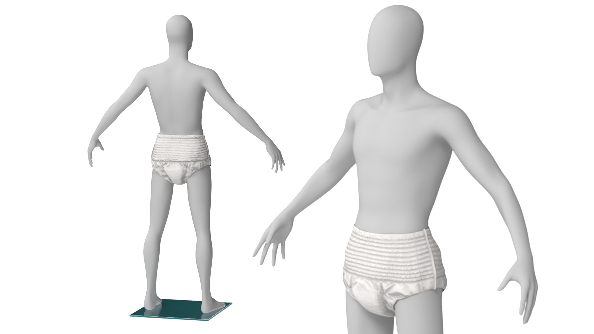 Adult Absorbent Diaper on Mannequin White, view 3
