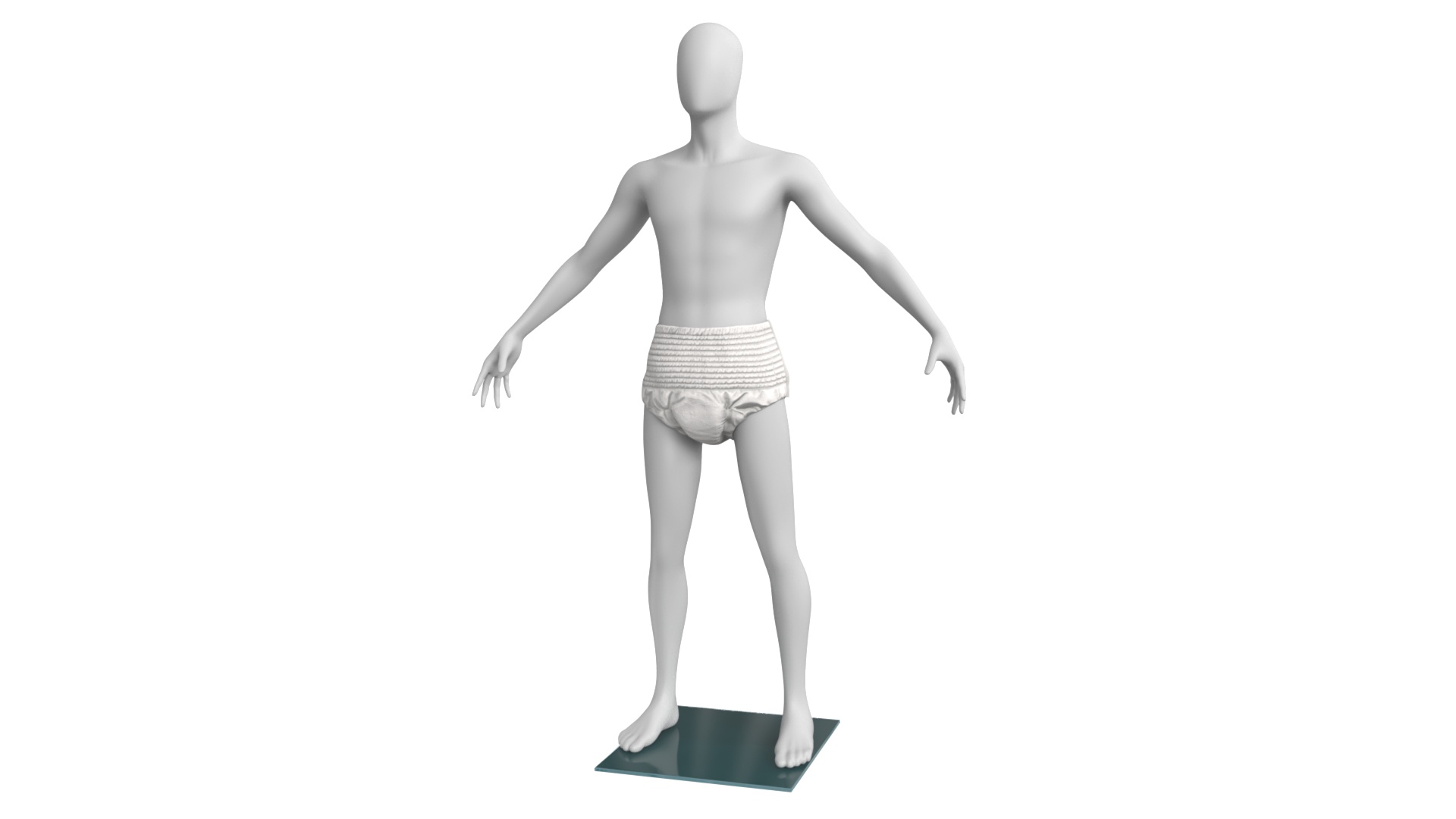 Adult Absorbent Diaper on Mannequin White