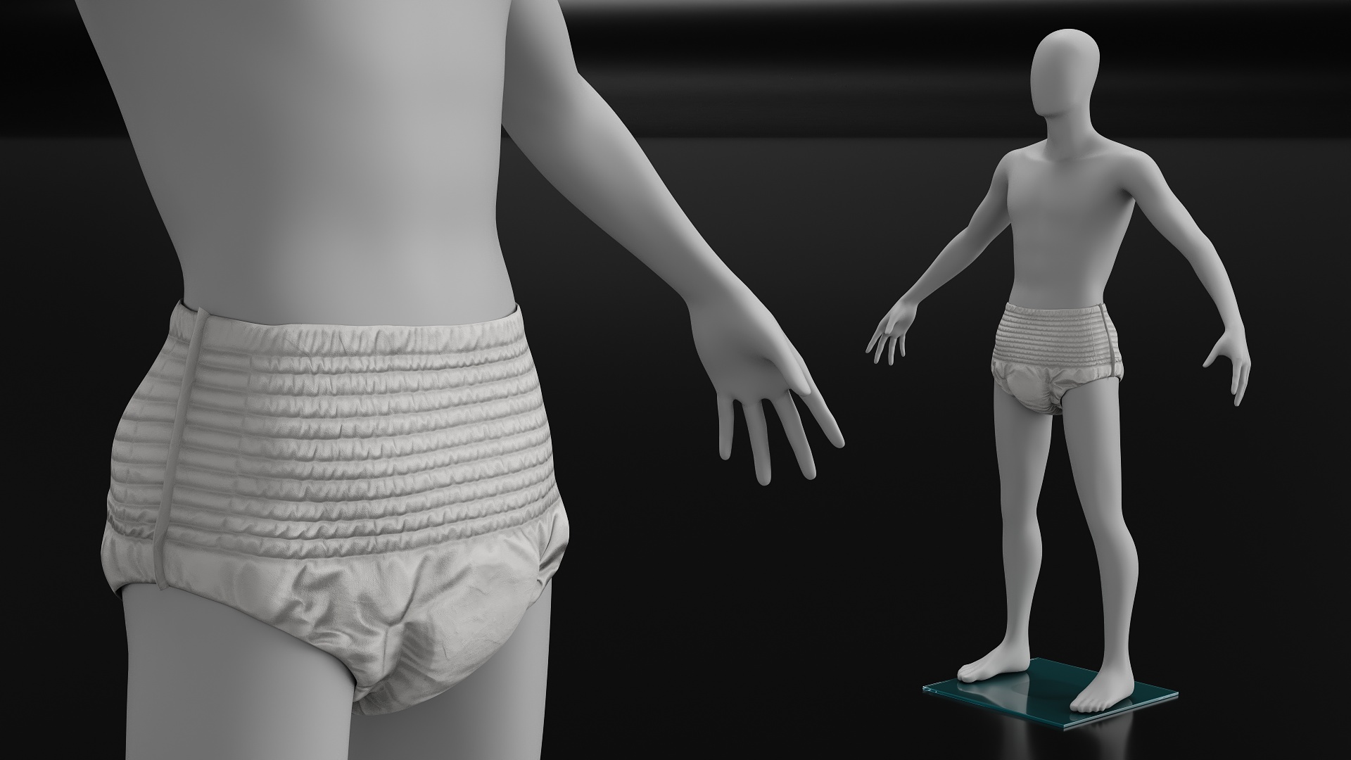 Adult Absorbent Diaper on Mannequin White, view 2