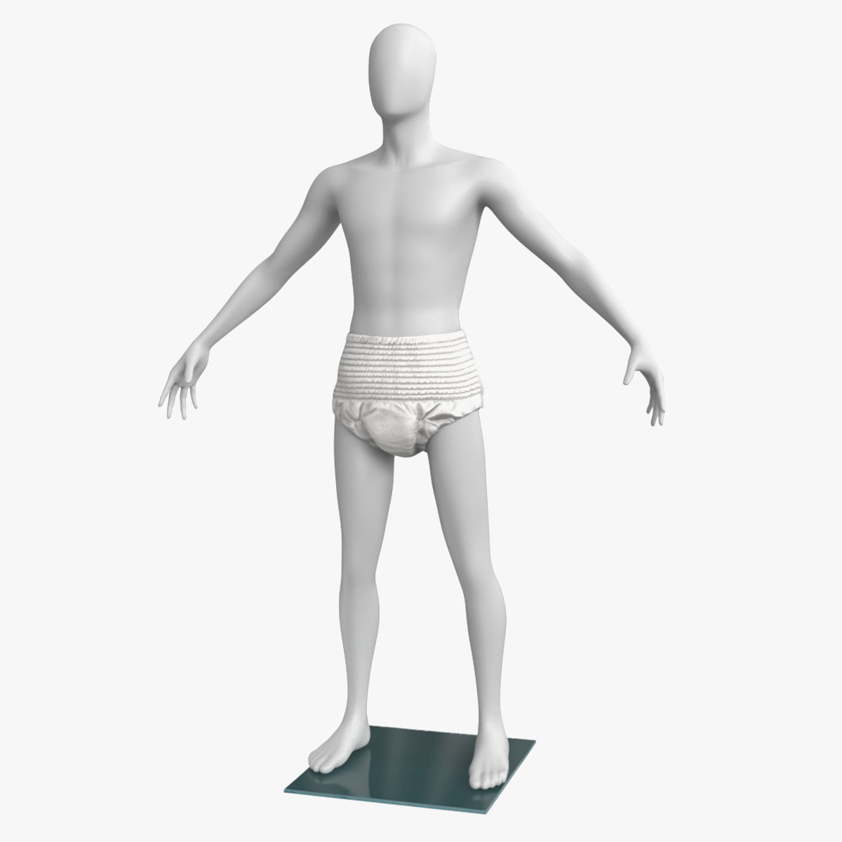 Adult Absorbent Diaper on Mannequin White 3D model preview